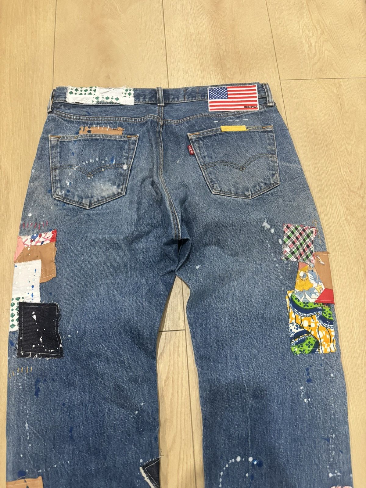Other Res Ipsa Custom Levis 501 Patchwork Paint Splatter Jeans Men Size US 36 / EU 52 - 5 Thumbnail