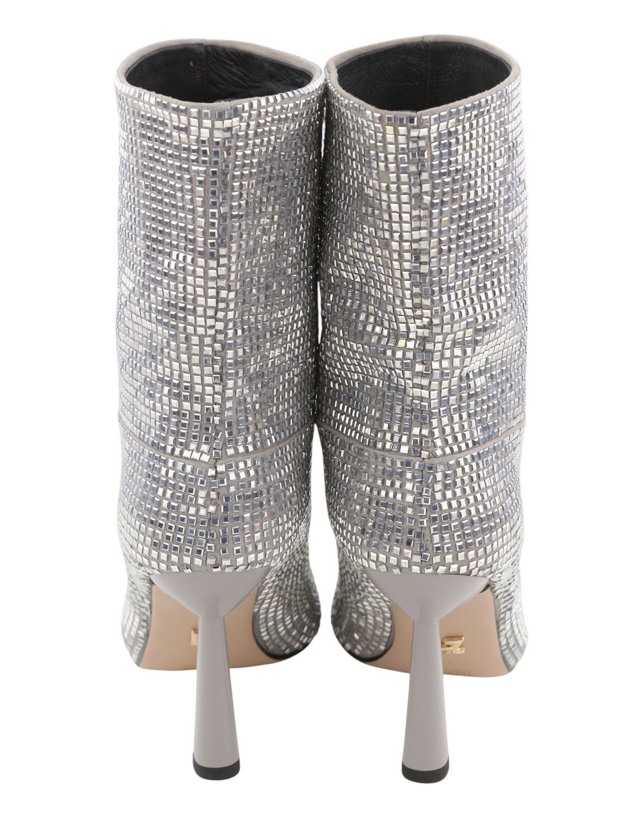 LOLA CRUZ KOILO EU36 Silver Suede Shiny Glitter Ankle 87544