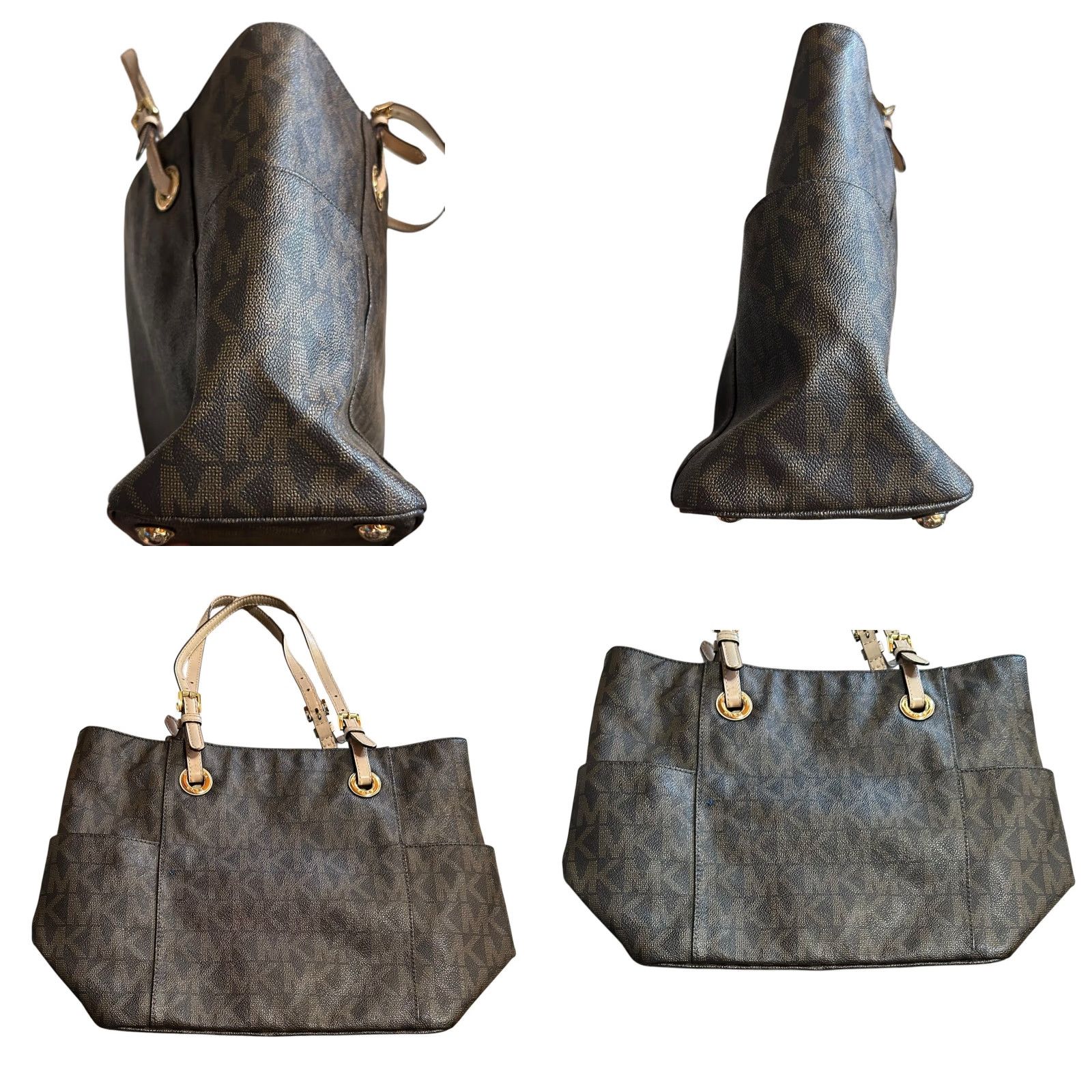 Vintage Michael Kors Jet Set Travel Brown Tote Shoulder HandBag Purse Women’s Leather Exterior Tote Bag Size ONE SIZE - 9 Thumbnail