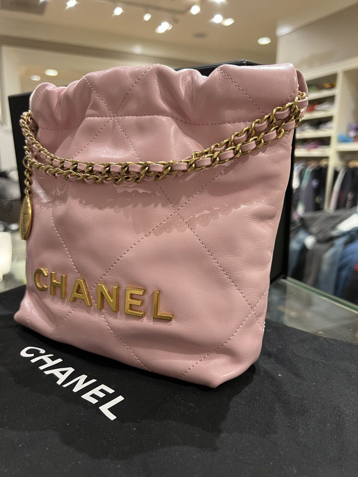Chanel Chanel Mini Quilted 22 Hobo Bag Pink Size ONE SIZE - 3 Thumbnail