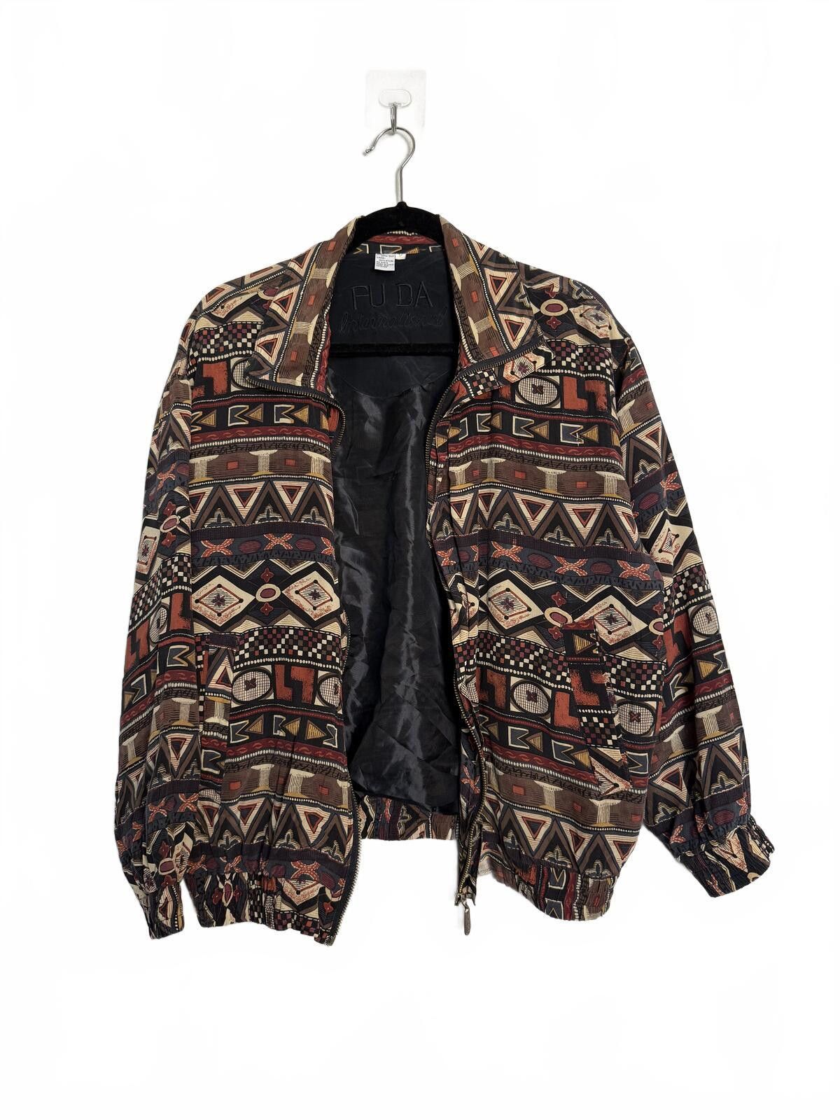 Other Vintage 90s FU DA Patterned Silk Bomber Jacket Size M / US 6-8 / IT 42-44 - 2 Thumbnail