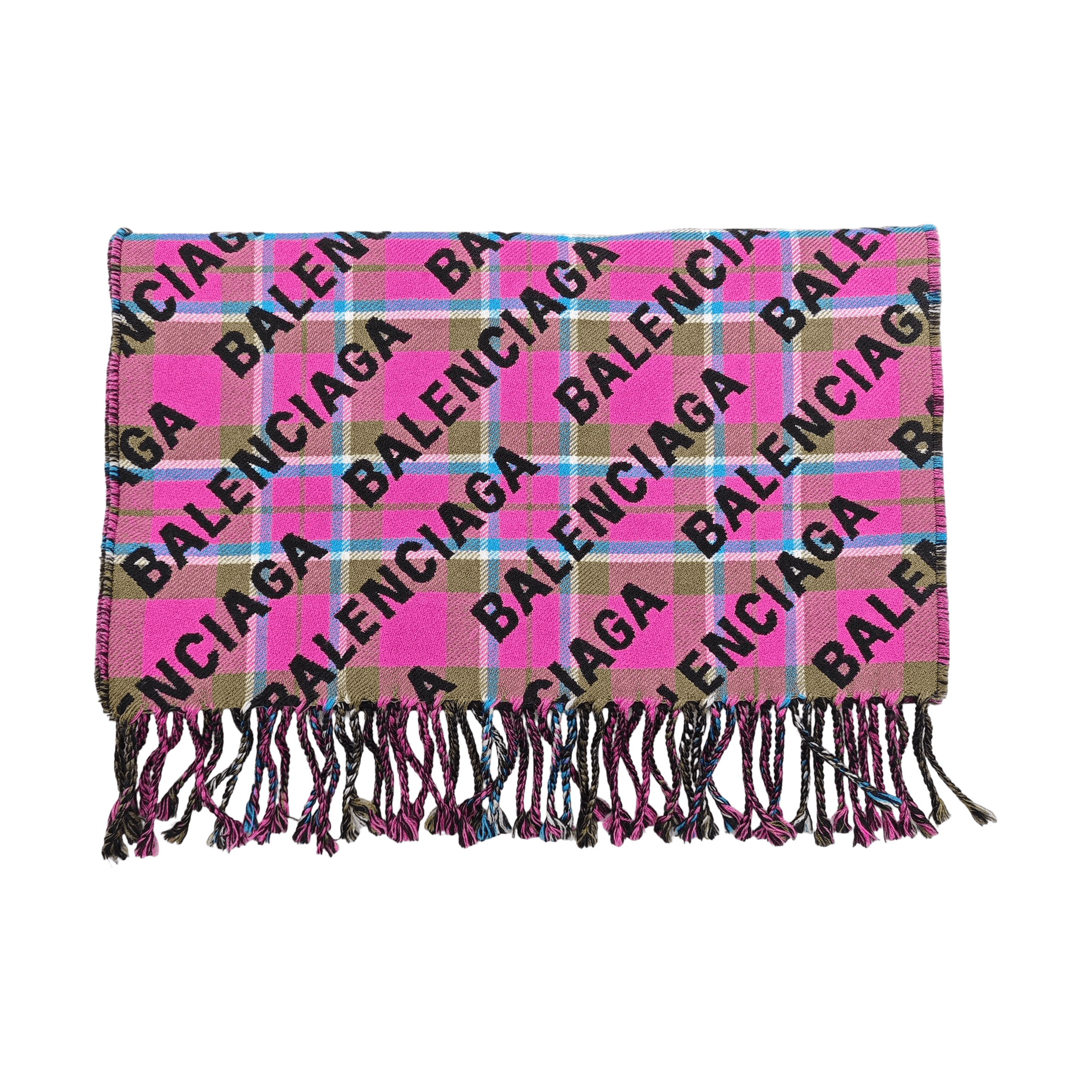 Balenciaga Balenciaga Plaid Logo Wool Scarf Size ONE SIZE - 1 Thumbnail
