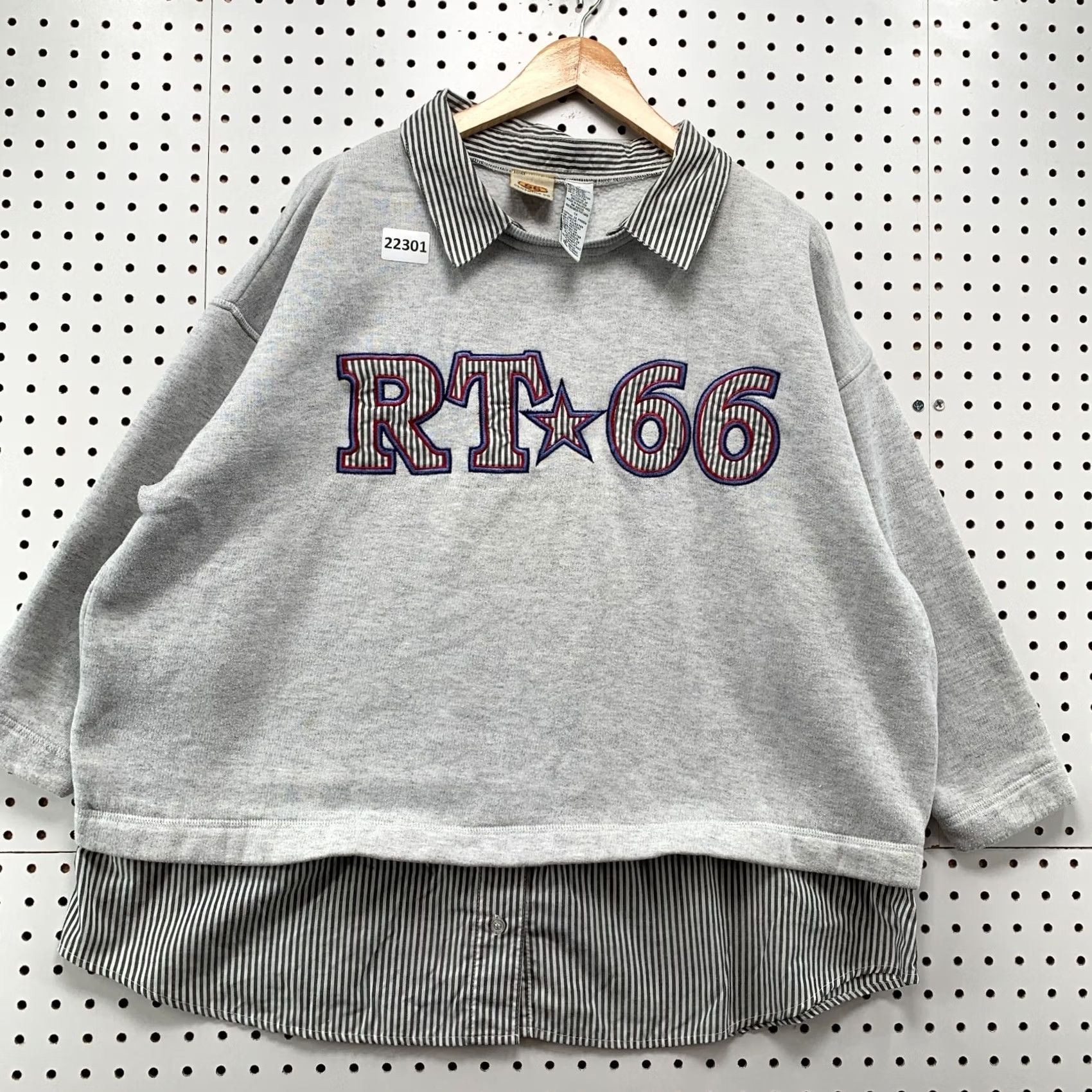 Route 66 VINTAGE Route 66 Shirt Womens 1X Gray Collared Sweatshirt Plus Size 5x30 Pullover Size XL / US 12-14 / IT 48-50 - 2 Thumbnail