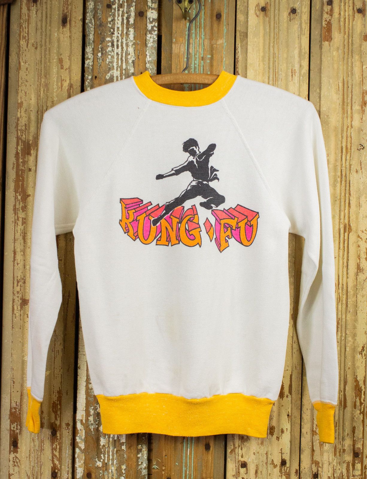 image of Vintage Kung Fu Crewneck Sweatshirt 70's in White, Men's (Size XS)