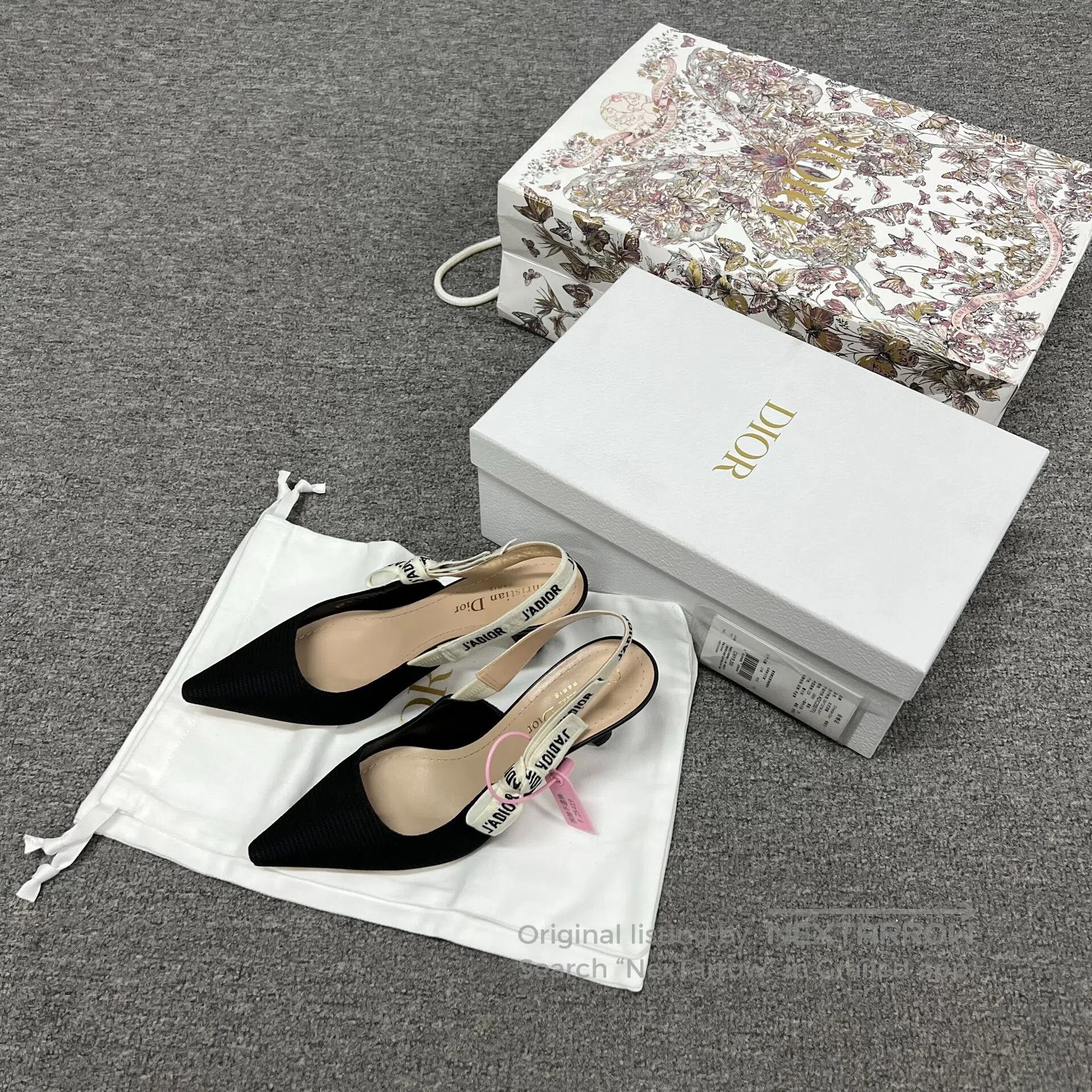 Dior Dior Letter slogan ribbon: Black kitten and high heels| Size US 5.5 / IT 35.5 - 1 Thumbnail