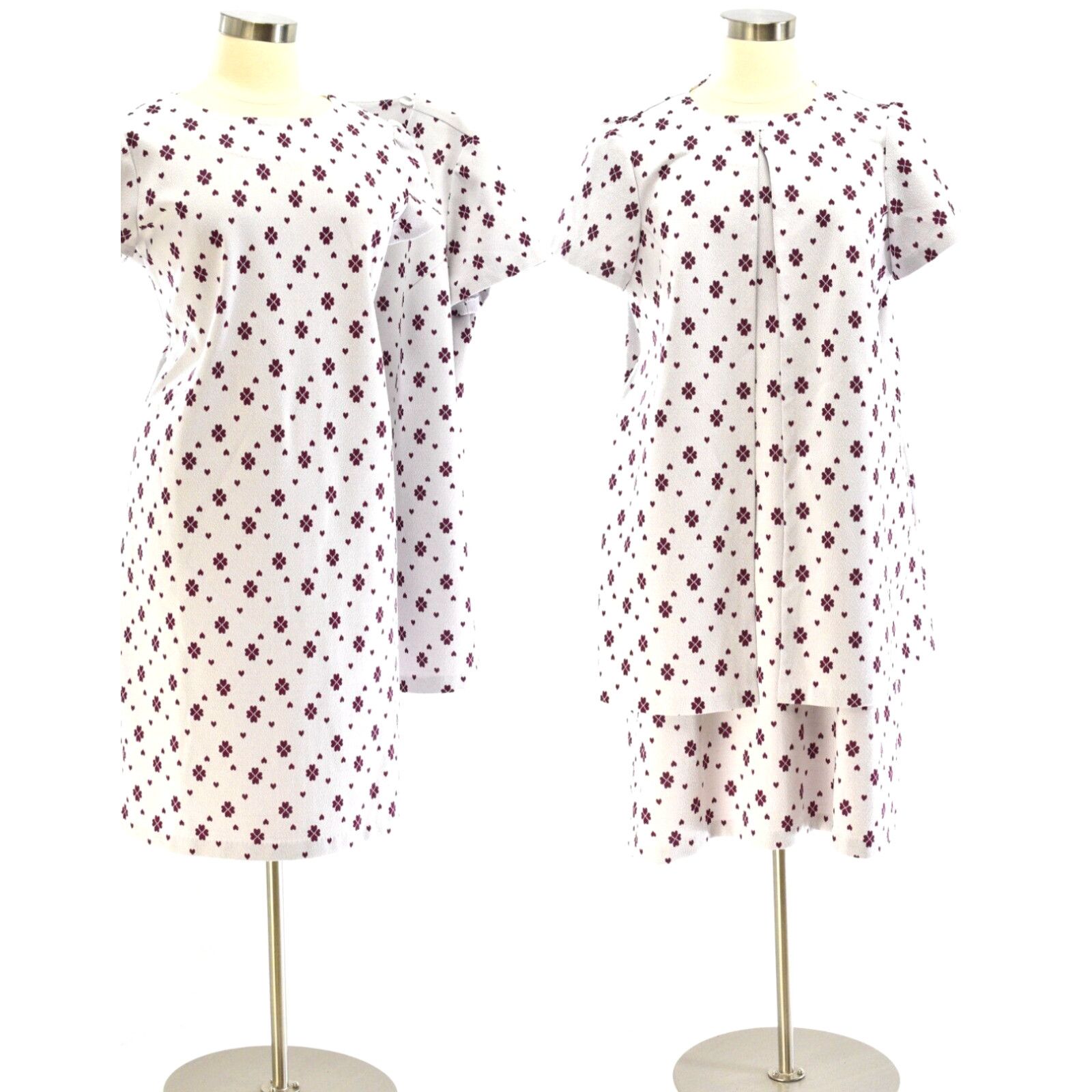 image of 70's Vintage Dress Set Womens 4Xl Gray & Burgundy Dress Set in White