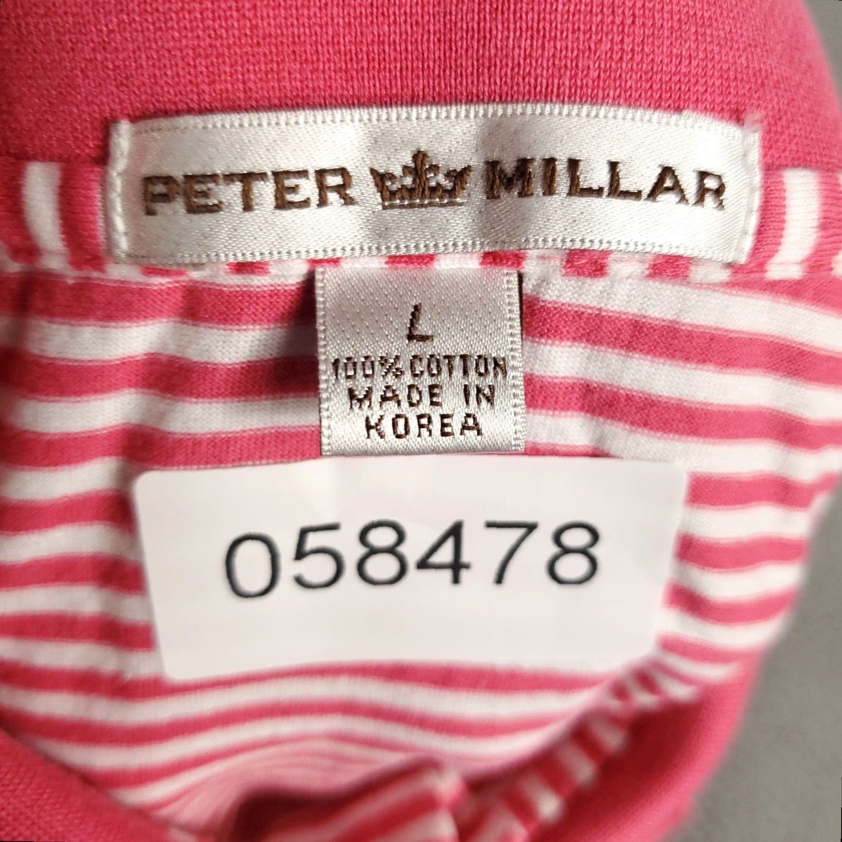 Peter Millar PETER MILLAR Polo Shirt Mens L Pink Striped Cotton Golf Short Sleeve Shirt Adult Large Pink Striped Logo Brand Classic Preppy Mens Size US L / EU 52-54 / 3 - 6 Thumbnail