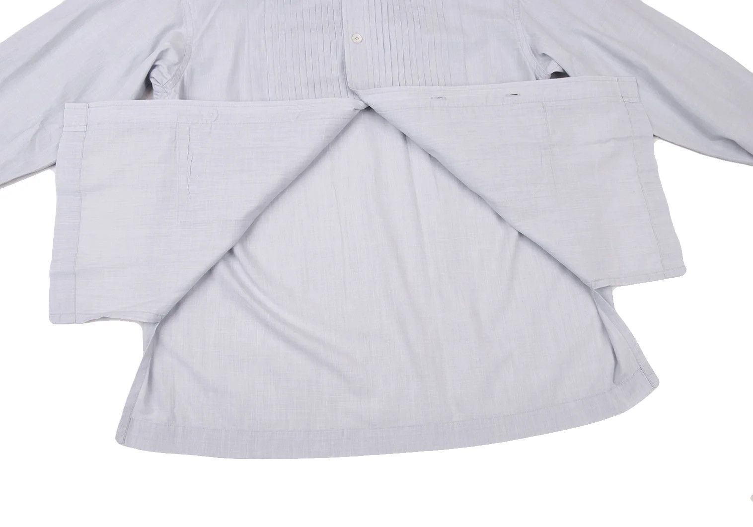 Issey Miyake Front Pleats Band Collar Shirt in Light Blue Size S Size US S / EU 44-46 / 1 - 11 Thumbnail