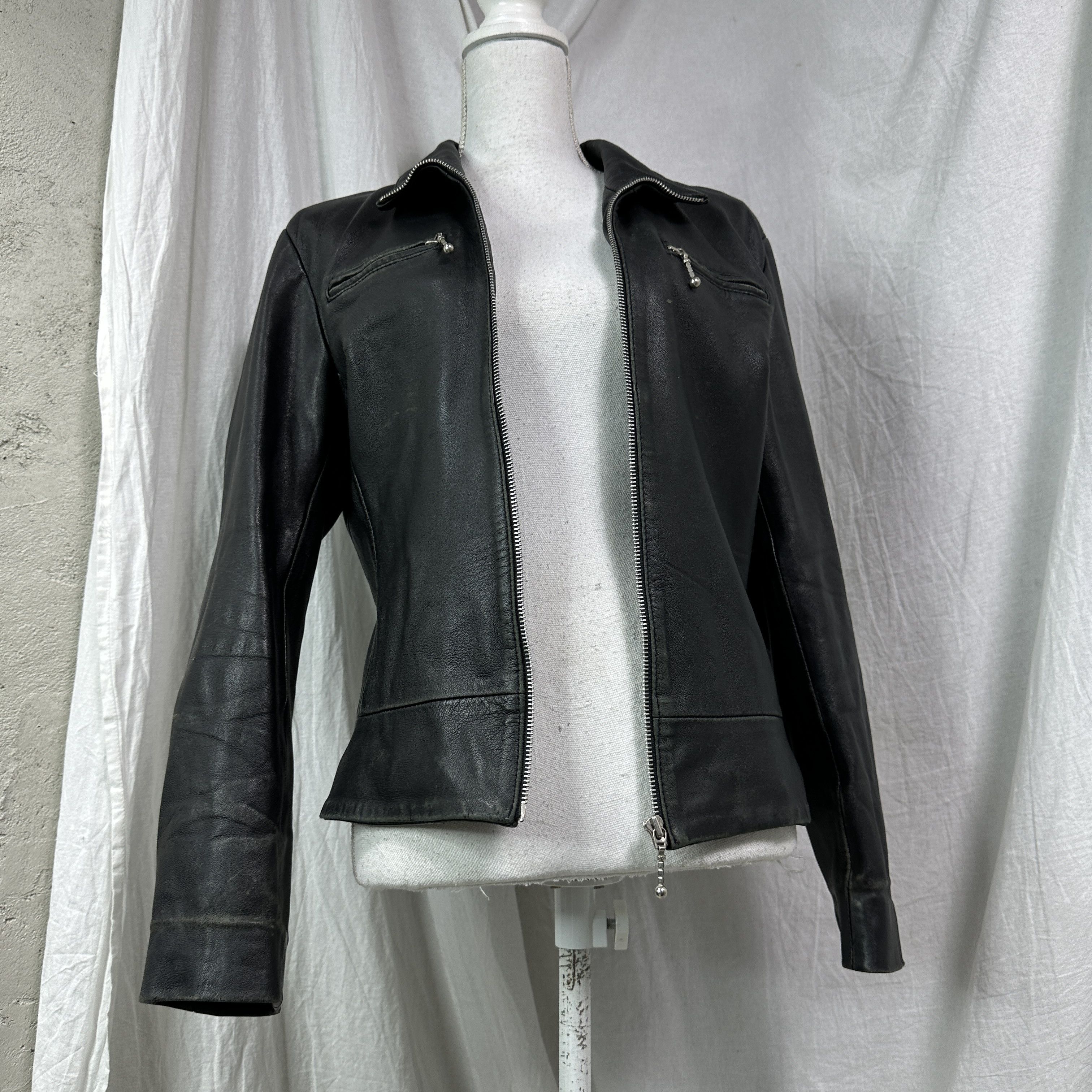 Vintage Vintage Leather Biker Moto Grunge Fitted Jacket 00s Size US L / EU 52-54 / 3 - 6 Thumbnail