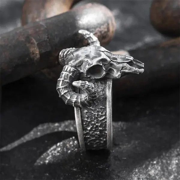Jewelry Vintage Retro Punk Skull Devil Horn Rings Size ONE SIZE - 3 Thumbnail