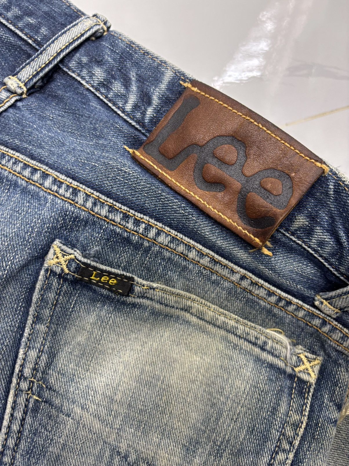 Lee 🔥VINTAGE LEE RIDERS HALF SELVEDGE DISTRESSED DENIM BAGGY Size US 33 - 10 Thumbnail
