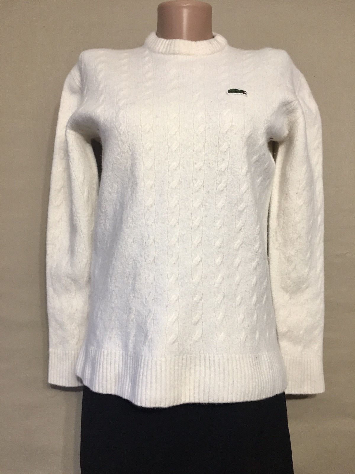 Lacoste Lacoste White Wool Knit Pullover Sweater Size L Size L / US 10 / IT 46 - 1 Thumbnail