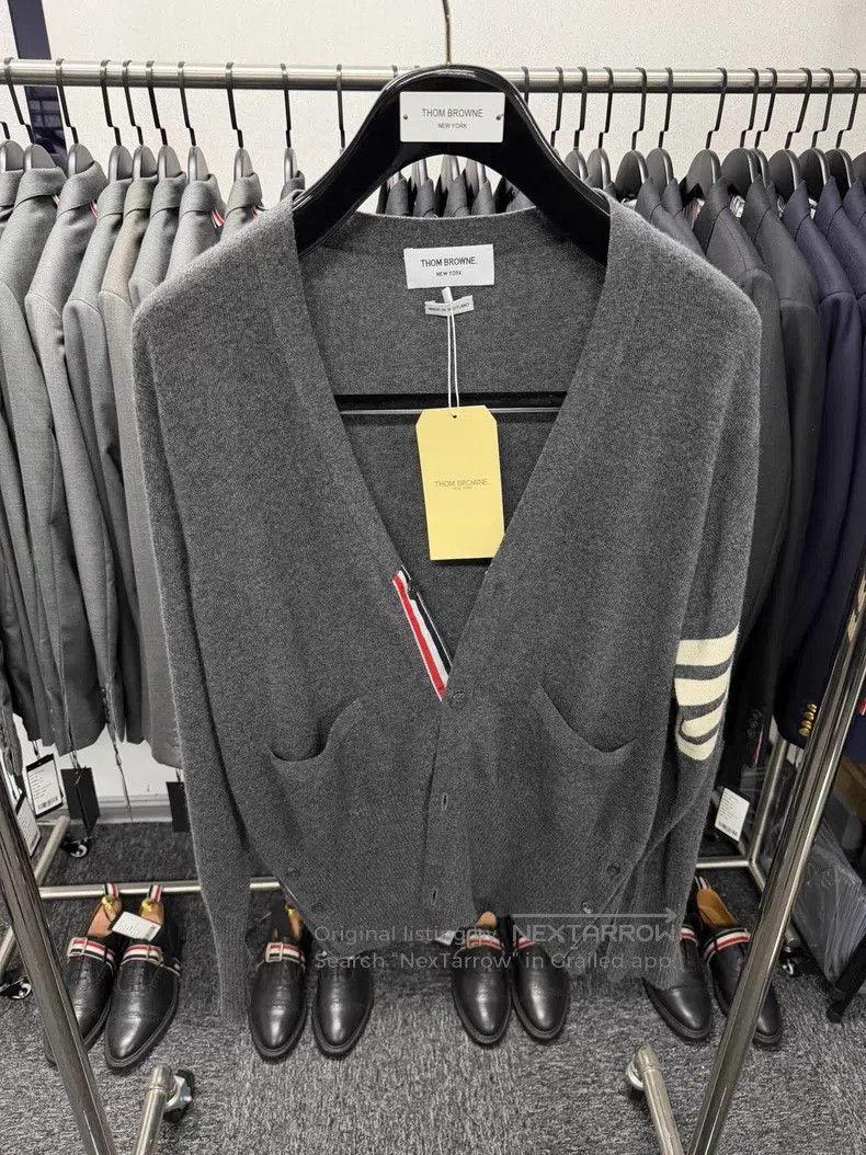 Thom Browne Thom Browne Grey Cashmere Cardigan Size US XL / EU 56 / 4 - 1 Thumbnail