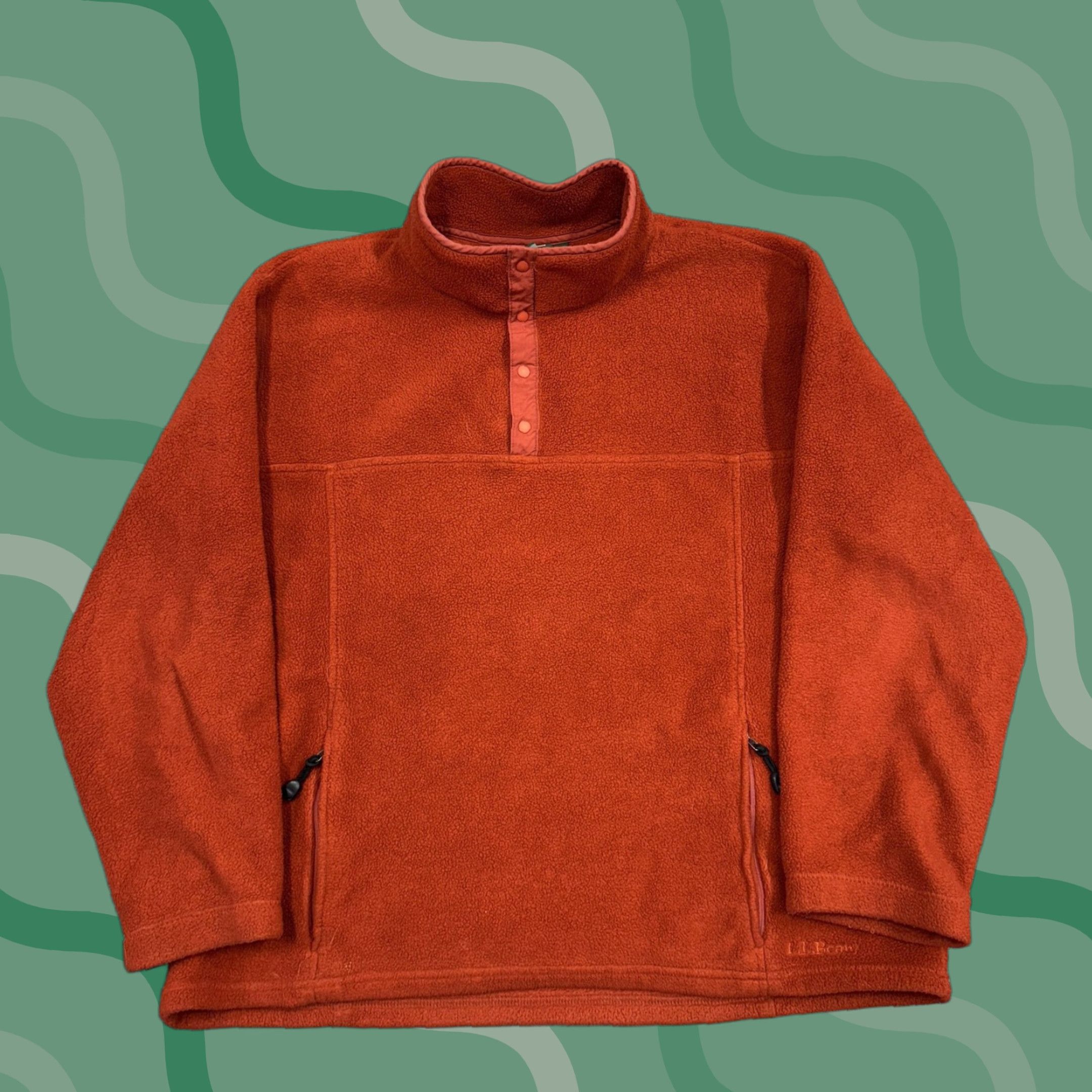 Vintage VINTAGE L.L. Bean Jacket Mens XL Orange Fleece Anorak Snap Pockets Zipper Pullover Size US XL / EU 56 / 4 - 1 Thumbnail