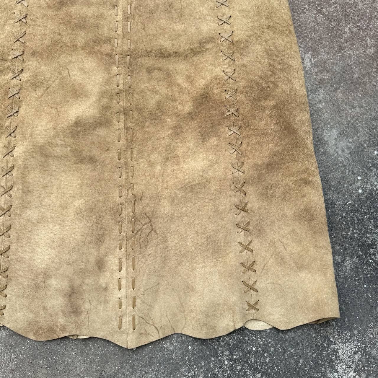 Hysteric Glamour × Vintage Morgan De Toi Vintage 2000's Y2K Suede Leather Midi Skirt Size 29" - 7 Thumbnail