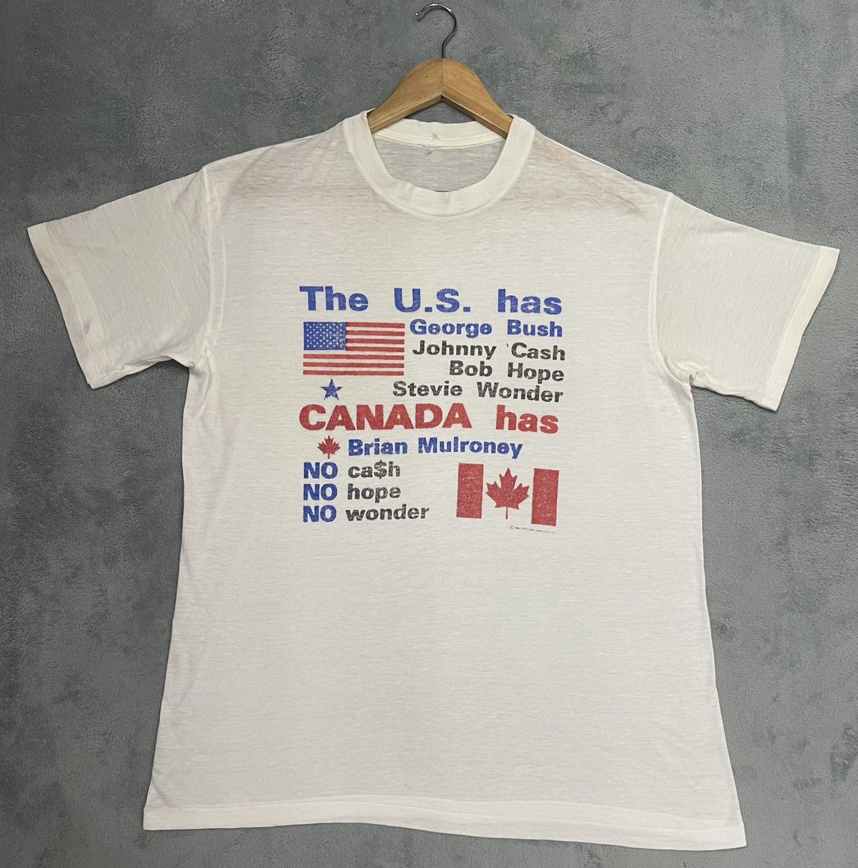 Vintage Vintage Brian Mulroney 80’s Canada USA Political Tshirt Size US L / EU 52-54 / 3 - 2 Thumbnail