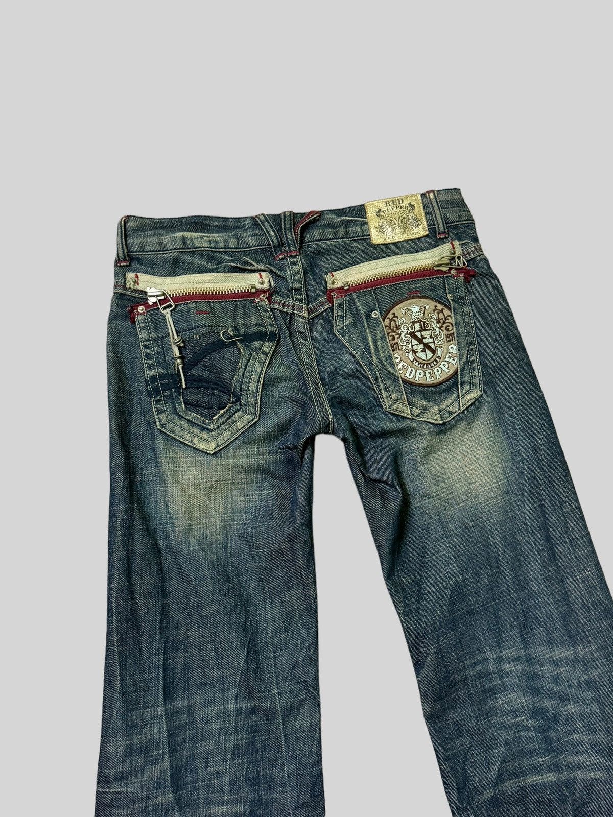 Japanese Brand Flare REDPEPPER Patches Zipper Clawmark Low Rise Denim Size US 29 - 10 Thumbnail