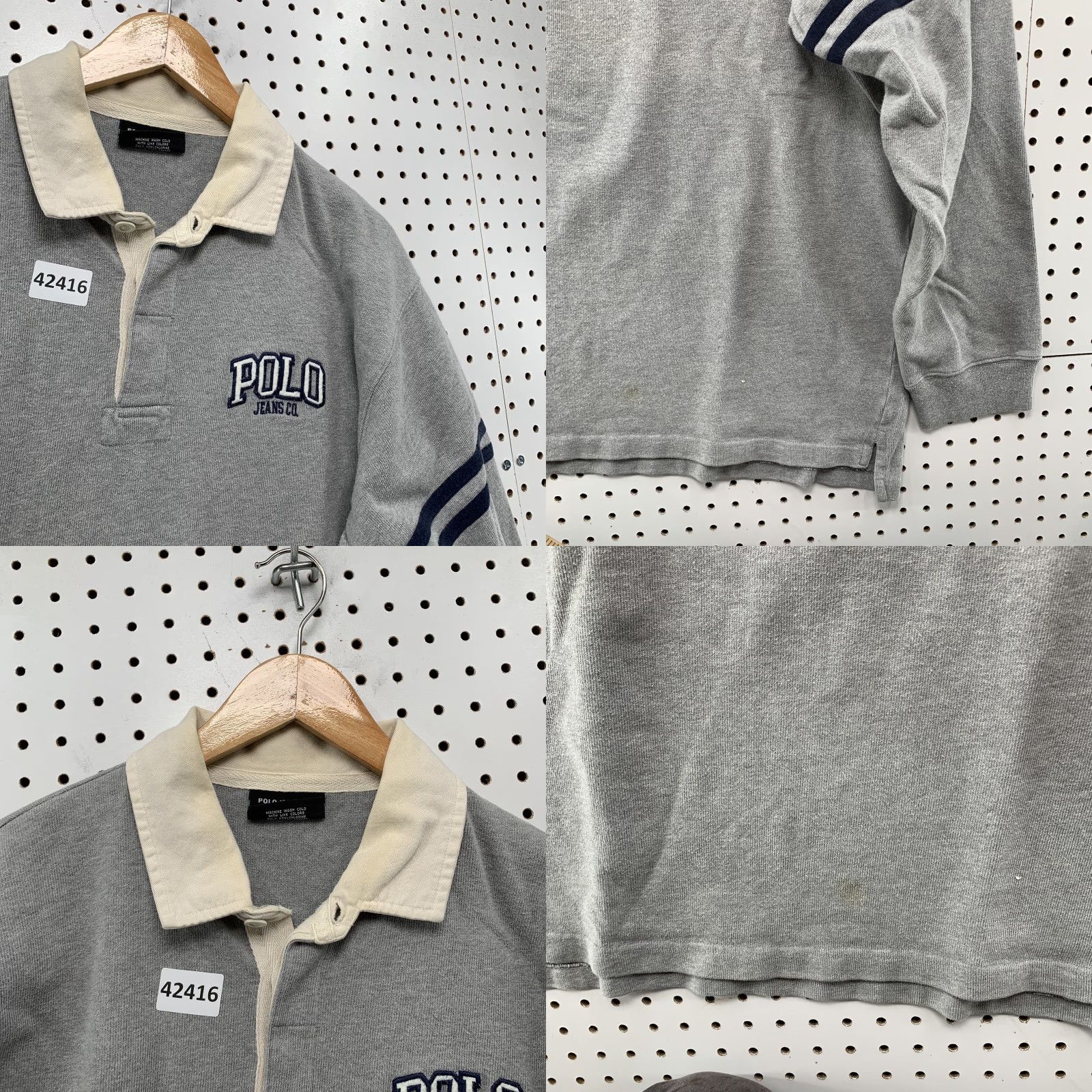 Polo Ralph Lauren VINTAGE Polo Ralph Lauren Polo Shirt Mens Large Grey Long Sleeve 90s Decade Polo Men L Grey Logo Casual Mens Size US L / EU 52-54 / 3 - 8 Thumbnail