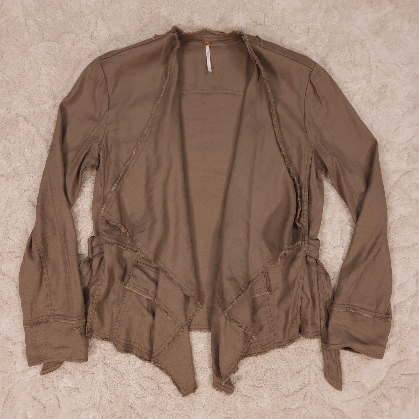 Free People Free People Raw Femme Linen Jacket Olive Sz Small Size S / US 4 / IT 40 - 7 Thumbnail