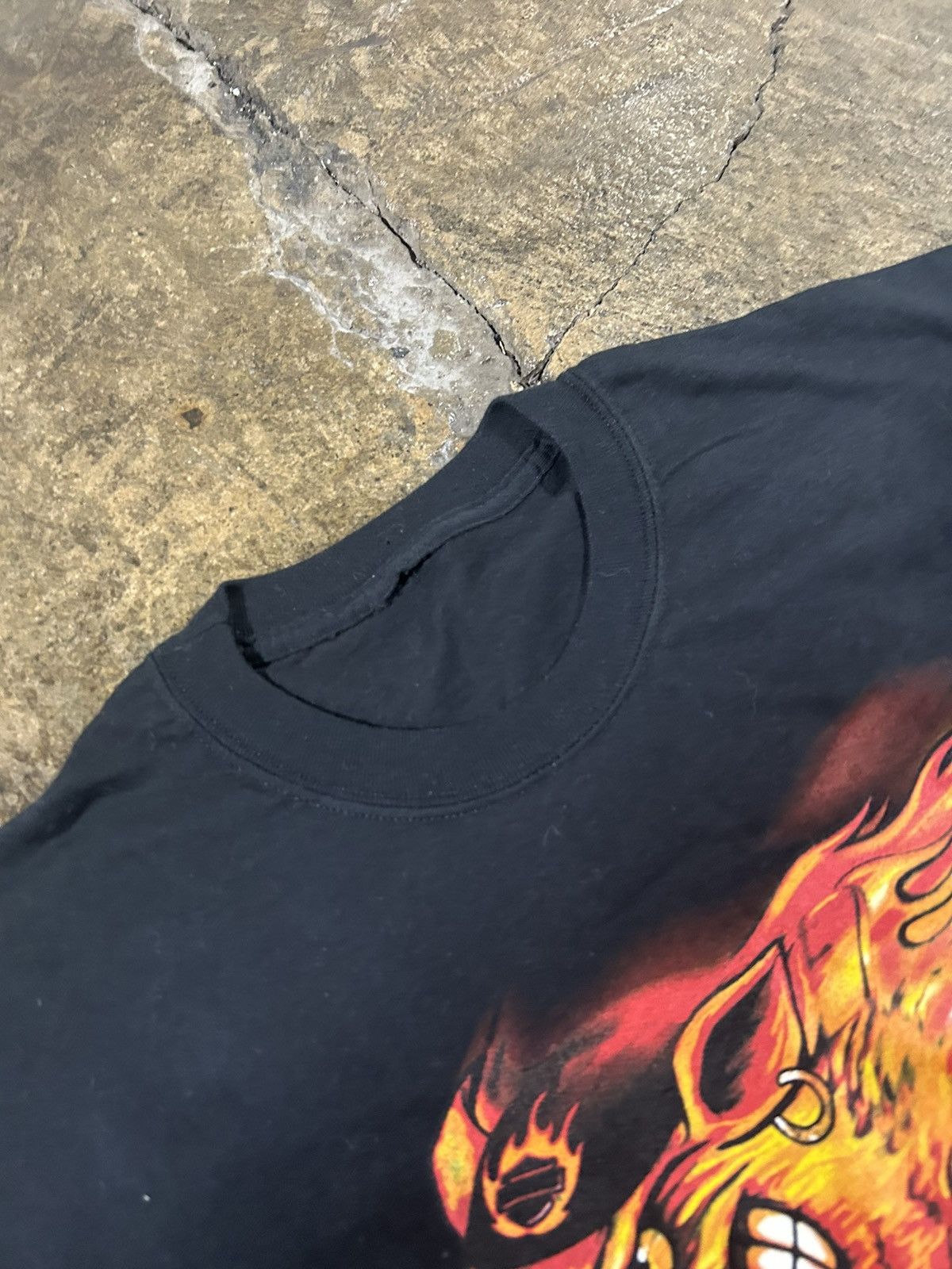 Harley Davidson × Vintage Crazy Vintage Y2K Harley Davidson Flames Hog Biker Tee Shirt Size US L / EU 52-54 / 3 - 5 Thumbnail