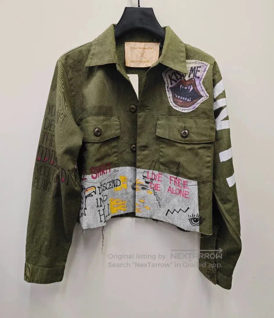 MIDNIGHT RODEO Trendy Green Short Military Jacket. Size US M / EU 48-50 / 2 - 1 Thumbnail