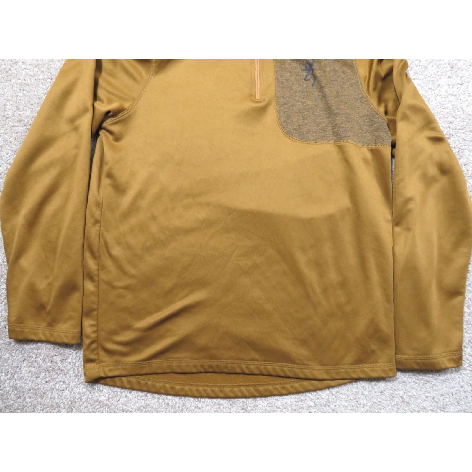 Vintage Browning 1/4 Zip Pullover Men's M Gold/Brown Casual Sportswear Shooting Clay Gun Shirt Size US M / EU 48-50 / 2 - 2 Thumbnail