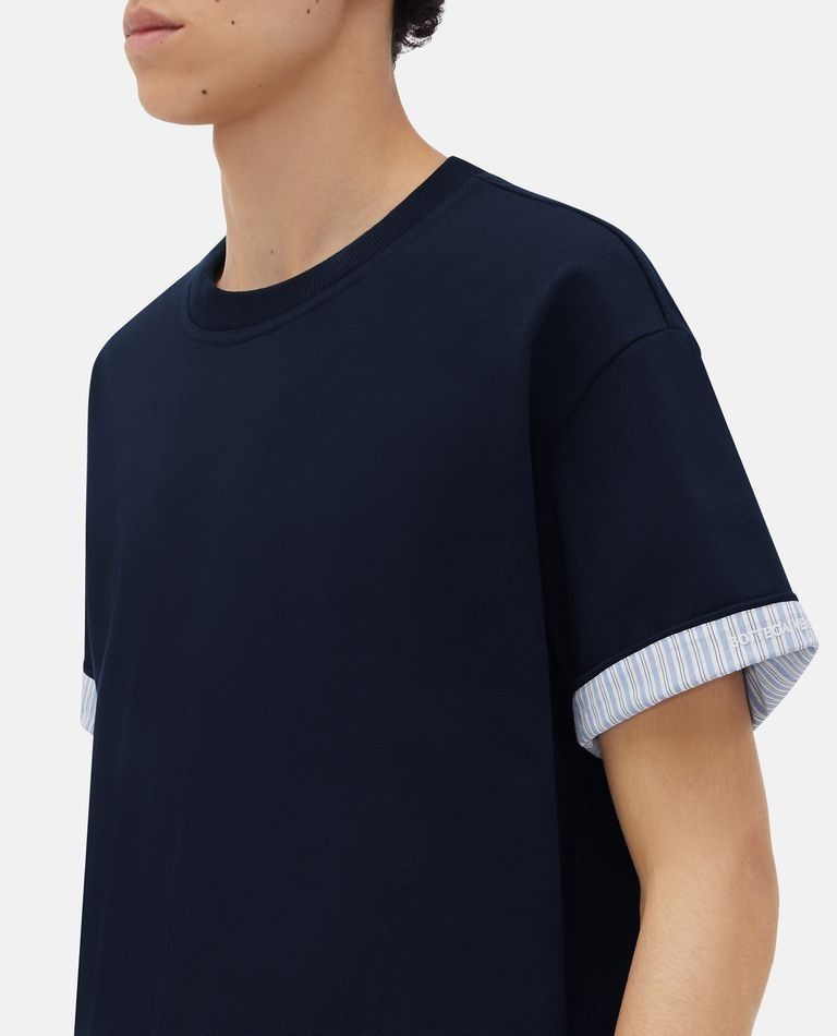 Bottega Veneta o1n1vont1224 Double Layer Striped Cotton T-Shirt in Navy Size US S / EU 44-46 / 1 - 4 Thumbnail