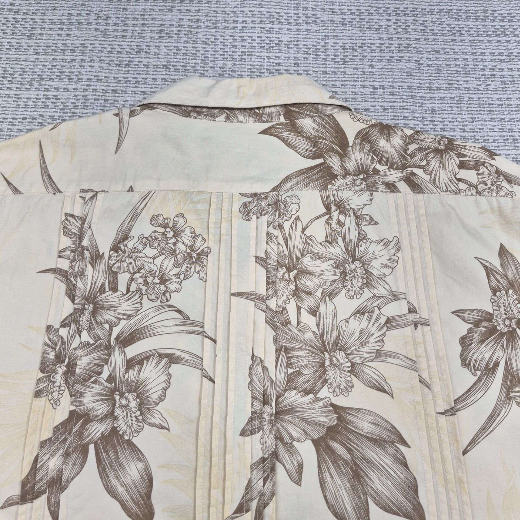 ALOHAS VINTAGE HawaiiBera Button Up Shirt Mens 2XL Beige Hawaiian Aloha Floral Cotton Size US XXL / EU 58 / 5 - 7 Thumbnail