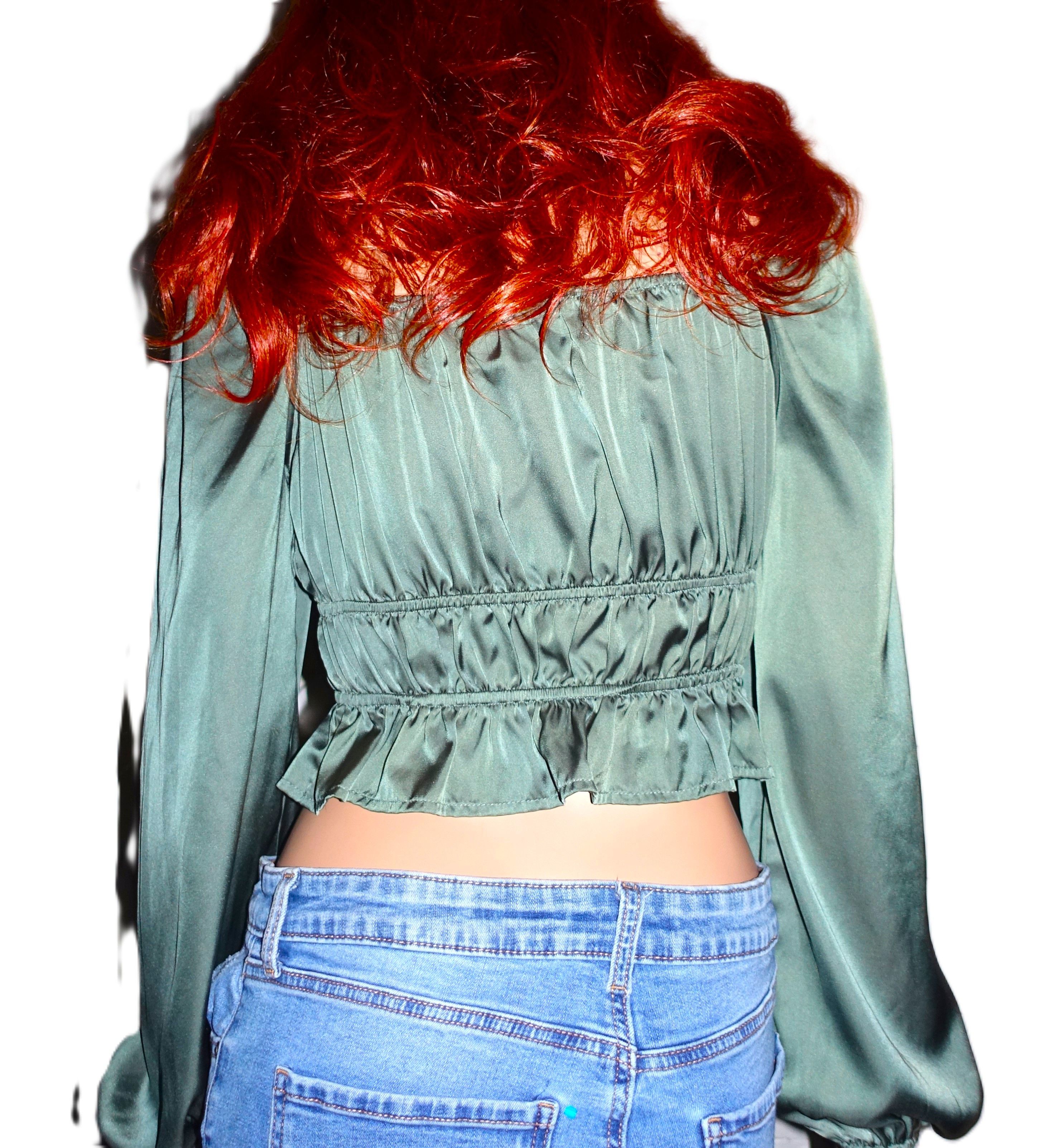 Other Mixed Threads Hunter Green Peasant Crop Blouse S Size S / US 4 / IT 40 - 4 Thumbnail