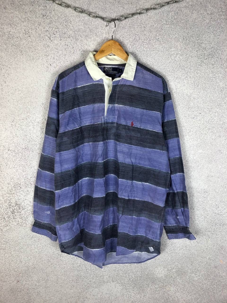 Polo Ralph Lauren Vintage Rugby Polo Ralph Lauren Striped Shirt Longsleeve Size US L / EU 52-54 / 3 - 1 Thumbnail