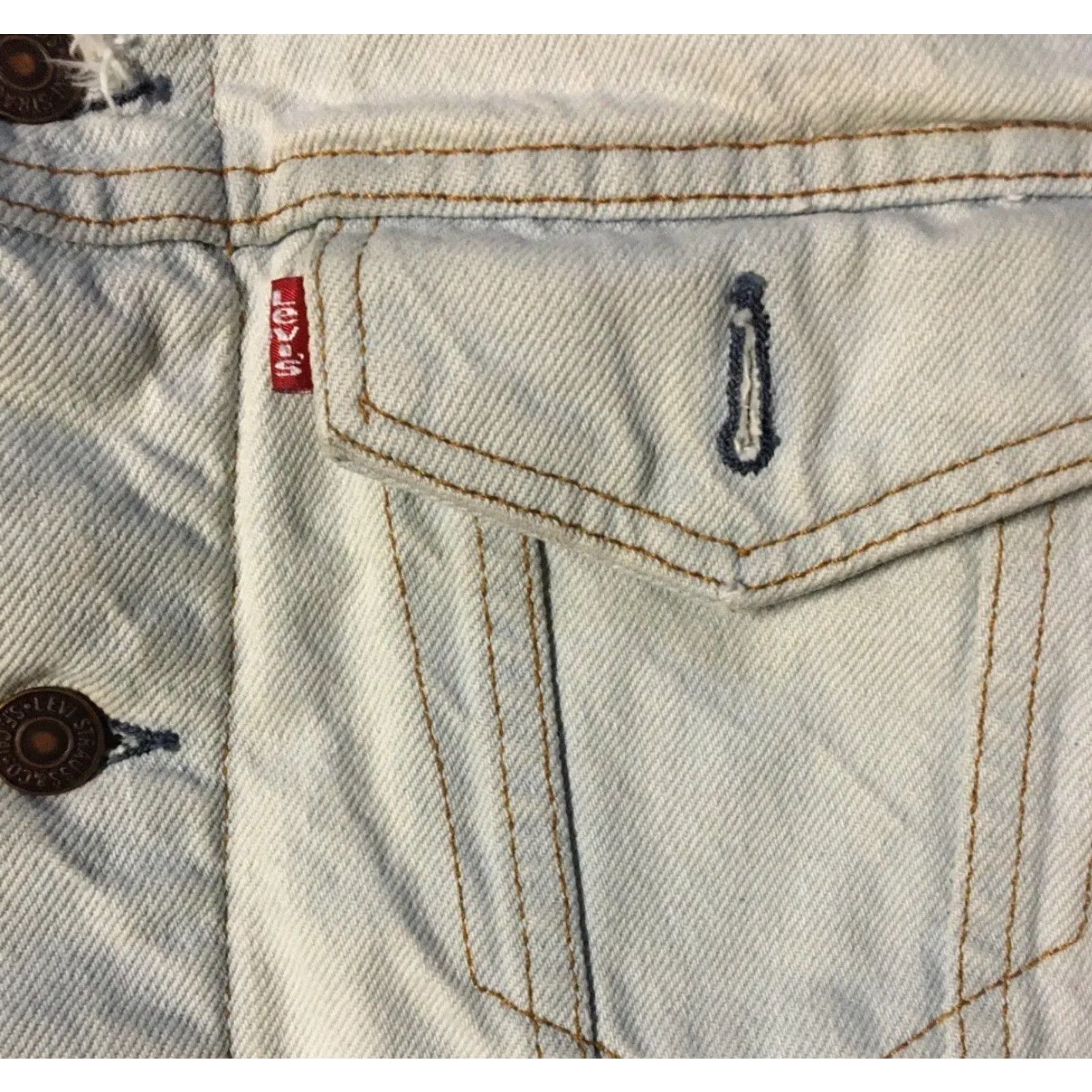 Levi's Vtg 80s Levis Faded Distress Blanket Lined Jacket 42L USA Trucker Grunge Biker Size US XS / EU 42 / 0 - 3 Thumbnail