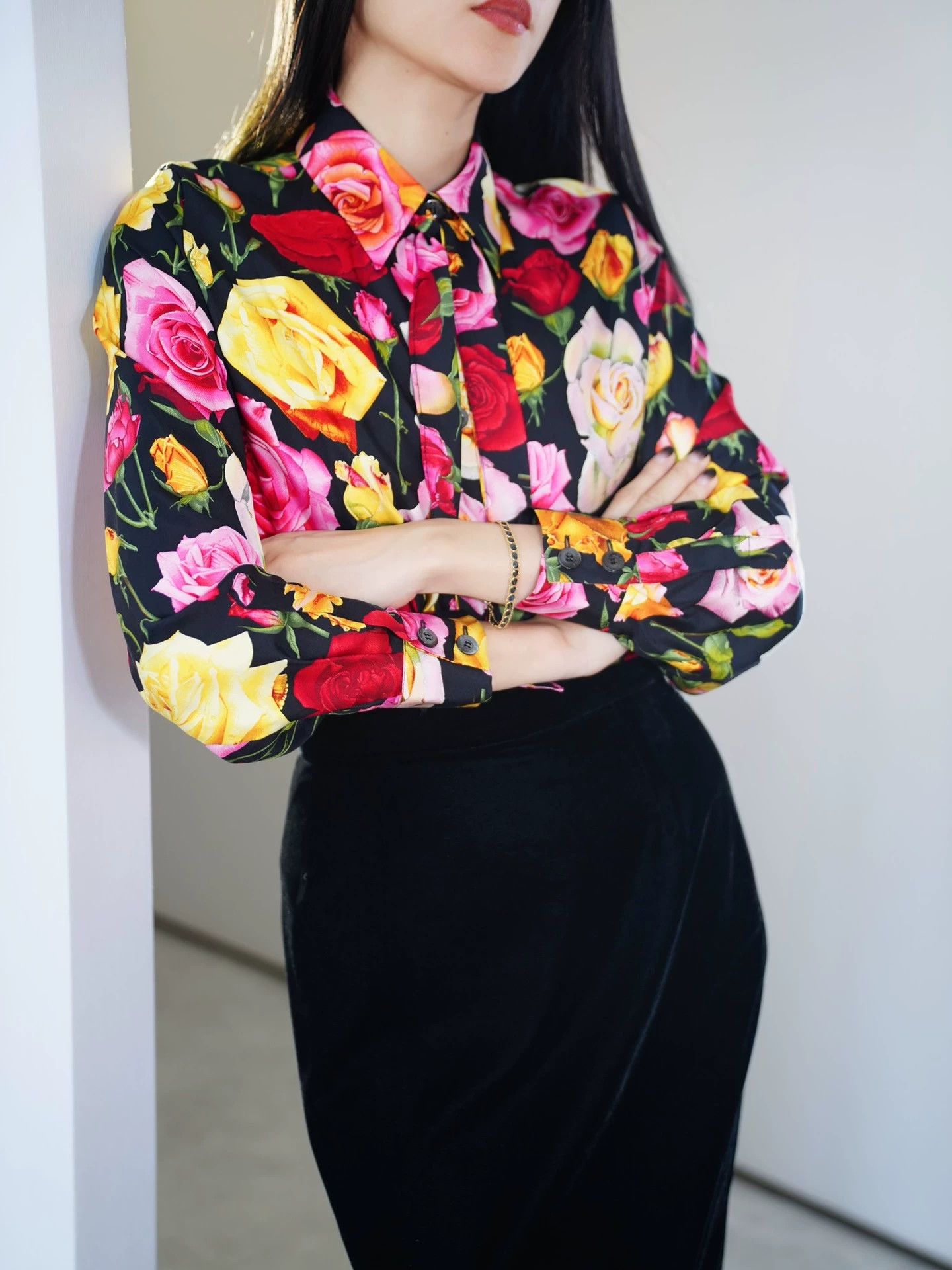 Gucci Gucci 90s TF Silk Removable Bow Rose Print Shirt Size S / US 4 / IT 40 - 1 Thumbnail