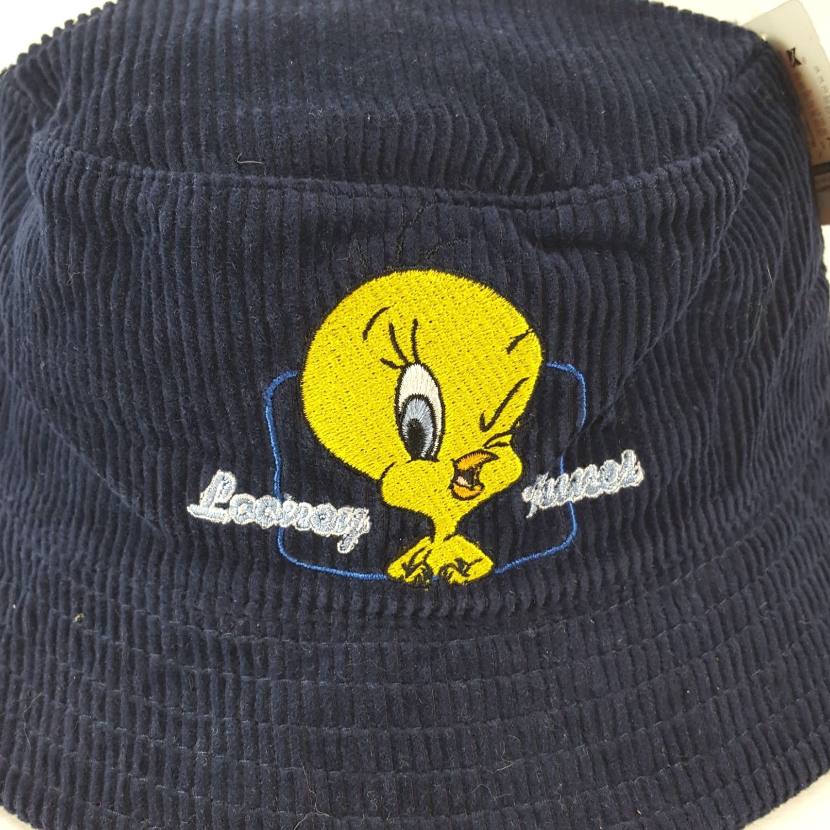 Vintage VINTAGE Looney Tunes Tweety Bird Bucket Hat M Blue Corduroy 90s Cartoon Casual Mens Size ONE SIZE - 2 Thumbnail