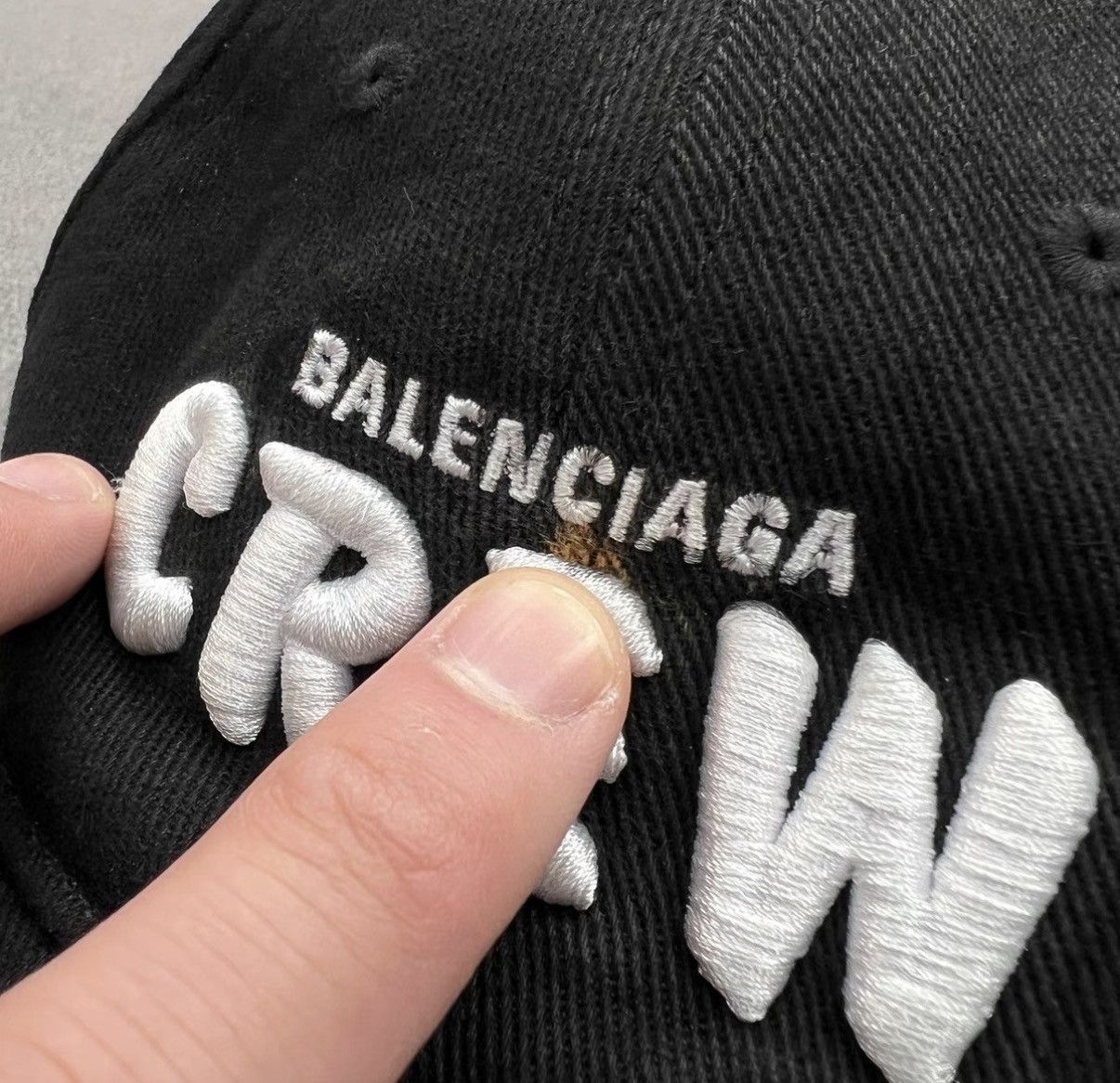 Balenciaga Balenciaga Black Distressed "CREW" Embroidered Baseball Cap Size ONE SIZE - 5 Thumbnail
