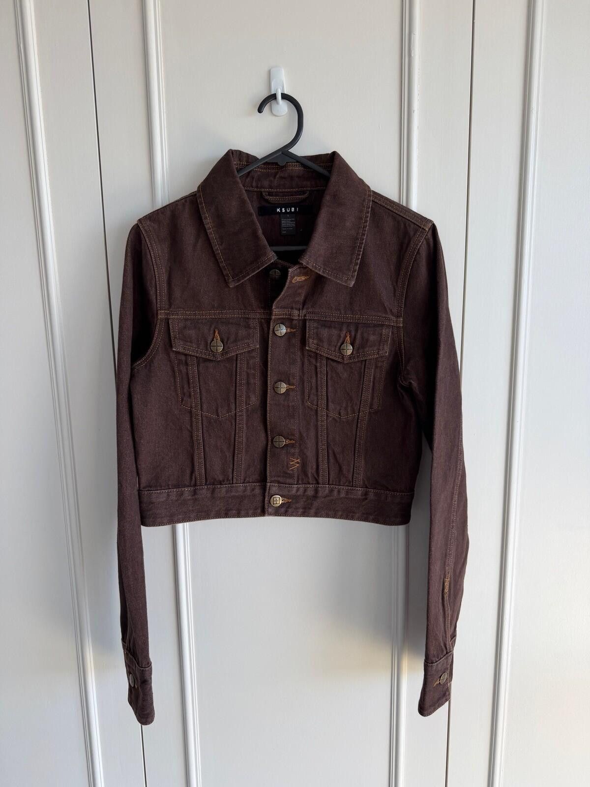Ksubi new Ksubi womens brown Saddle Trucker Jacket top small s 8 Size S / US 4 / IT 40 - 2 Thumbnail
