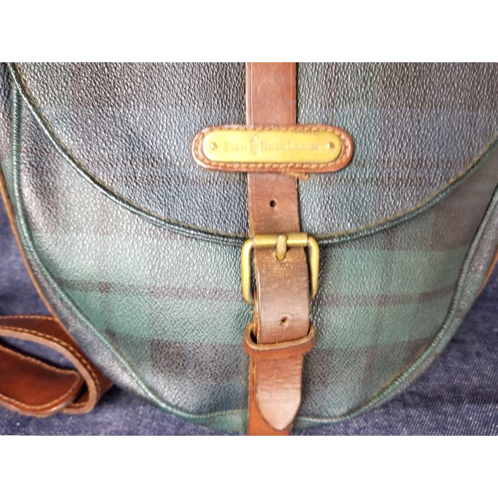 Ralph Lauren VINTAGE Ralph Lauren Polo PVC Green Check Crossbody Bag Women's Small 9x7x6 Leather Lined Size ONE SIZE - 2 Thumbnail