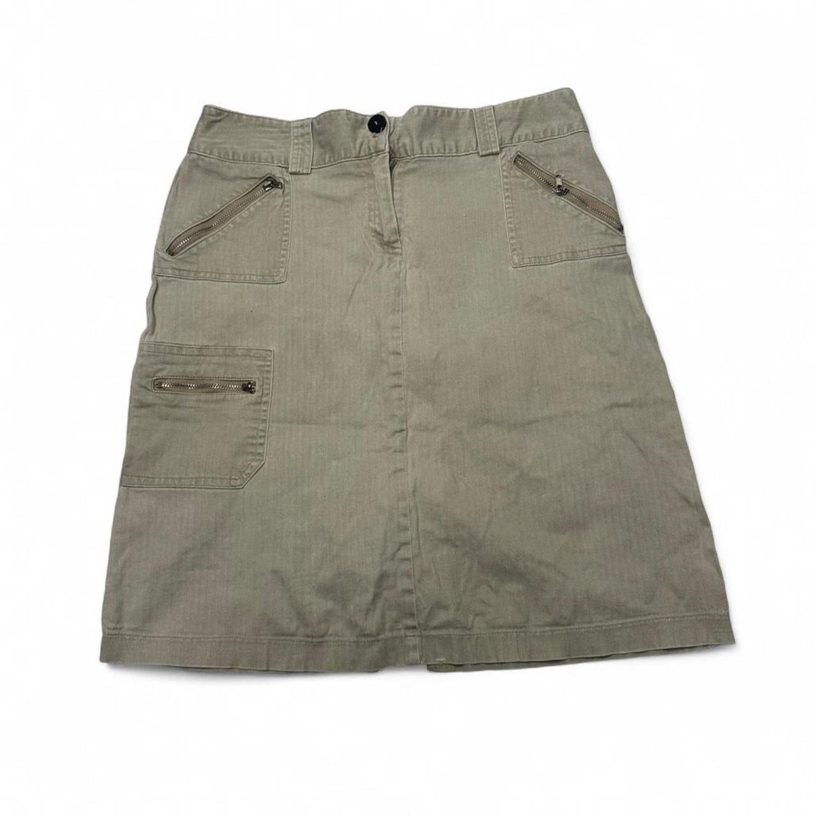 Other Exact Change Y2K 2000s Khaki Zipper Detailed Skirt Belt Loop Size 30" / US 8 / IT 44 - 1 Thumbnail