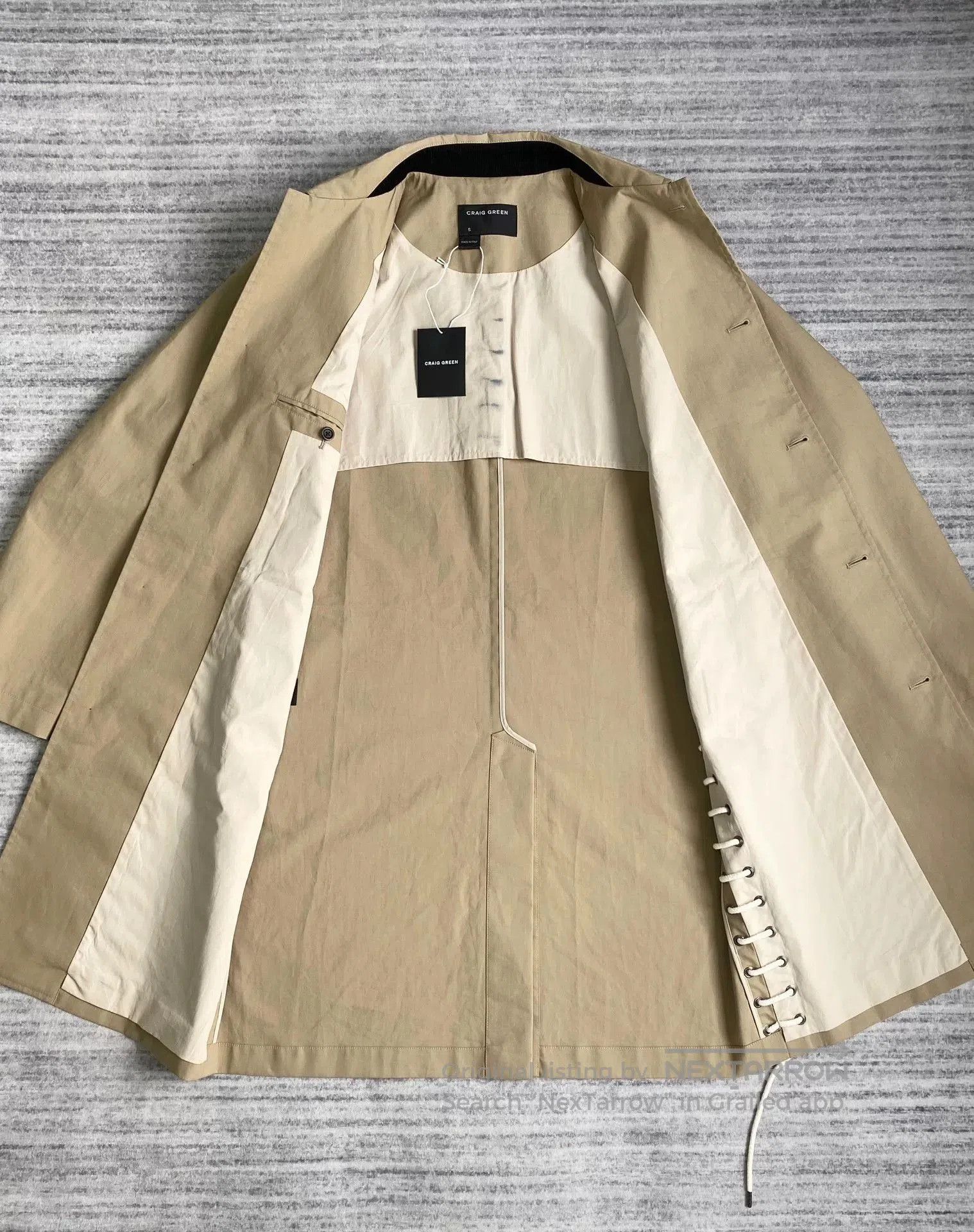Craig Green khaki drawstring belt trench coat. Size US S / EU 44-46 / 1 - 4 Thumbnail