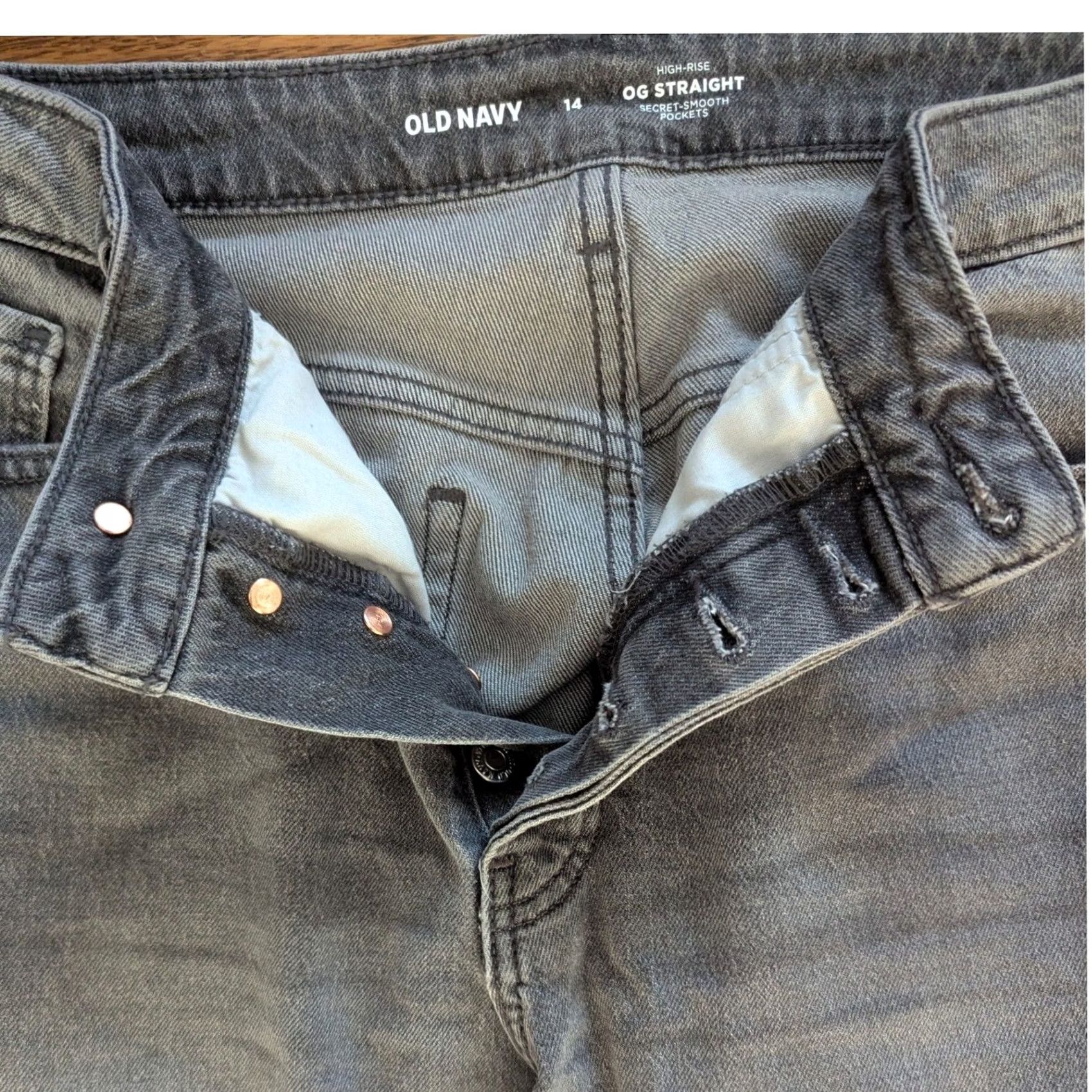Old Navy Old Navy Women's Gray Jeans Size 14 High Rise OG Straight Pockets Size 36" / US 14 / IT 50 - 3 Thumbnail