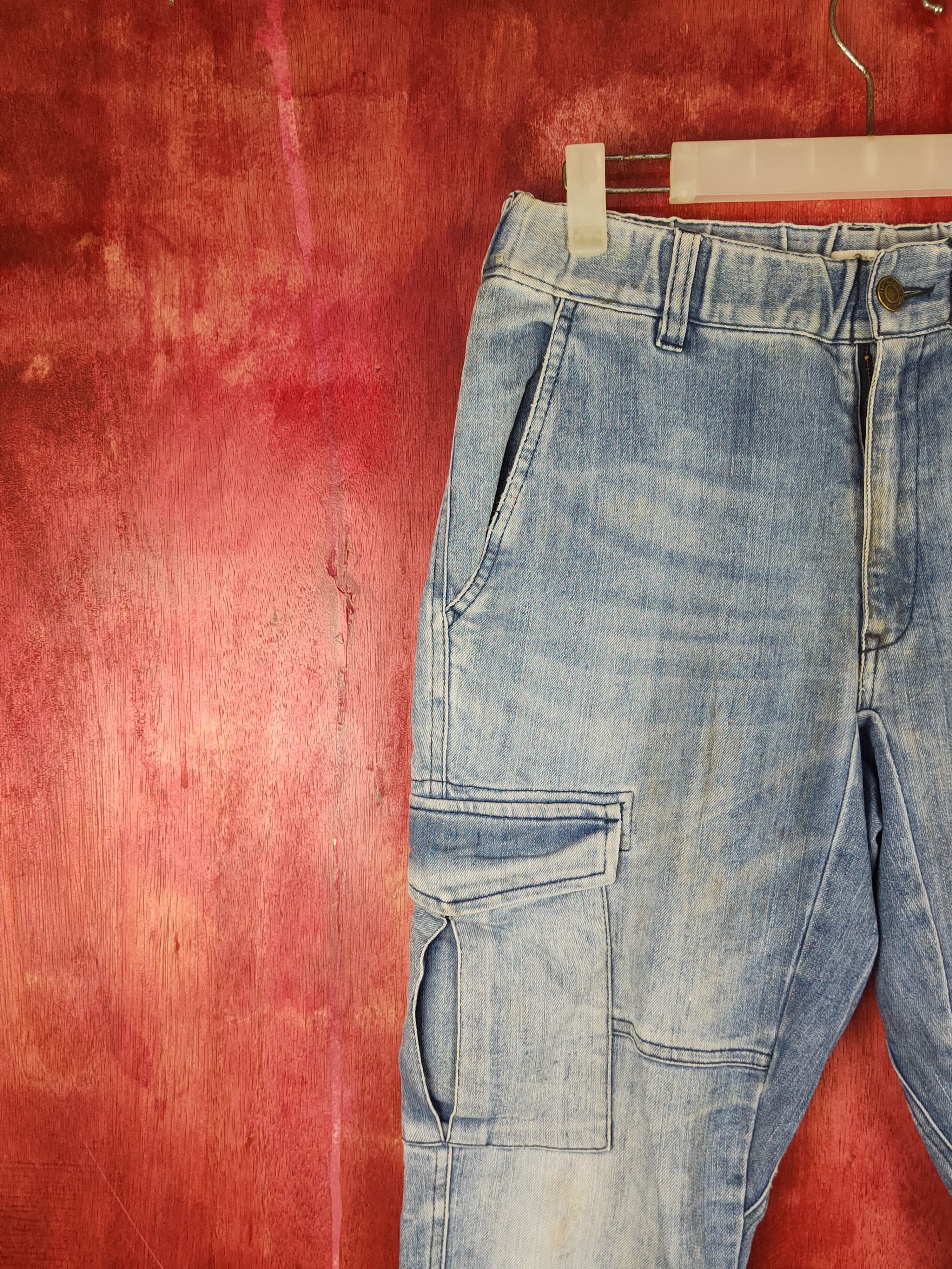 Japanese Brand Oilcake Blue Distressed Multipocket Jogger Jeans #S1879 Size US 30 / EU 46 - 3 Thumbnail