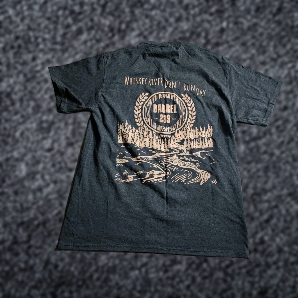Port & Company Port & Company Mens M T-Shirt Black Crew Neck Short Sleeve Double-Sided Quote Whiskey River Don't Run Dry Willie Nelson Quote T Shirt Size US M / EU 48-50 / 2 - 1 Thumbnail