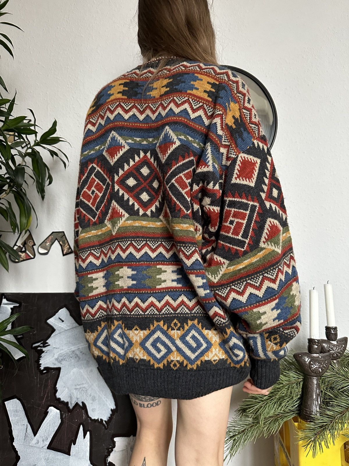 Designer × Vintage Cozy Gilmore girl Vintage Geometric Knit Sweater Size US L / EU 52-54 / 3 - 8 Thumbnail