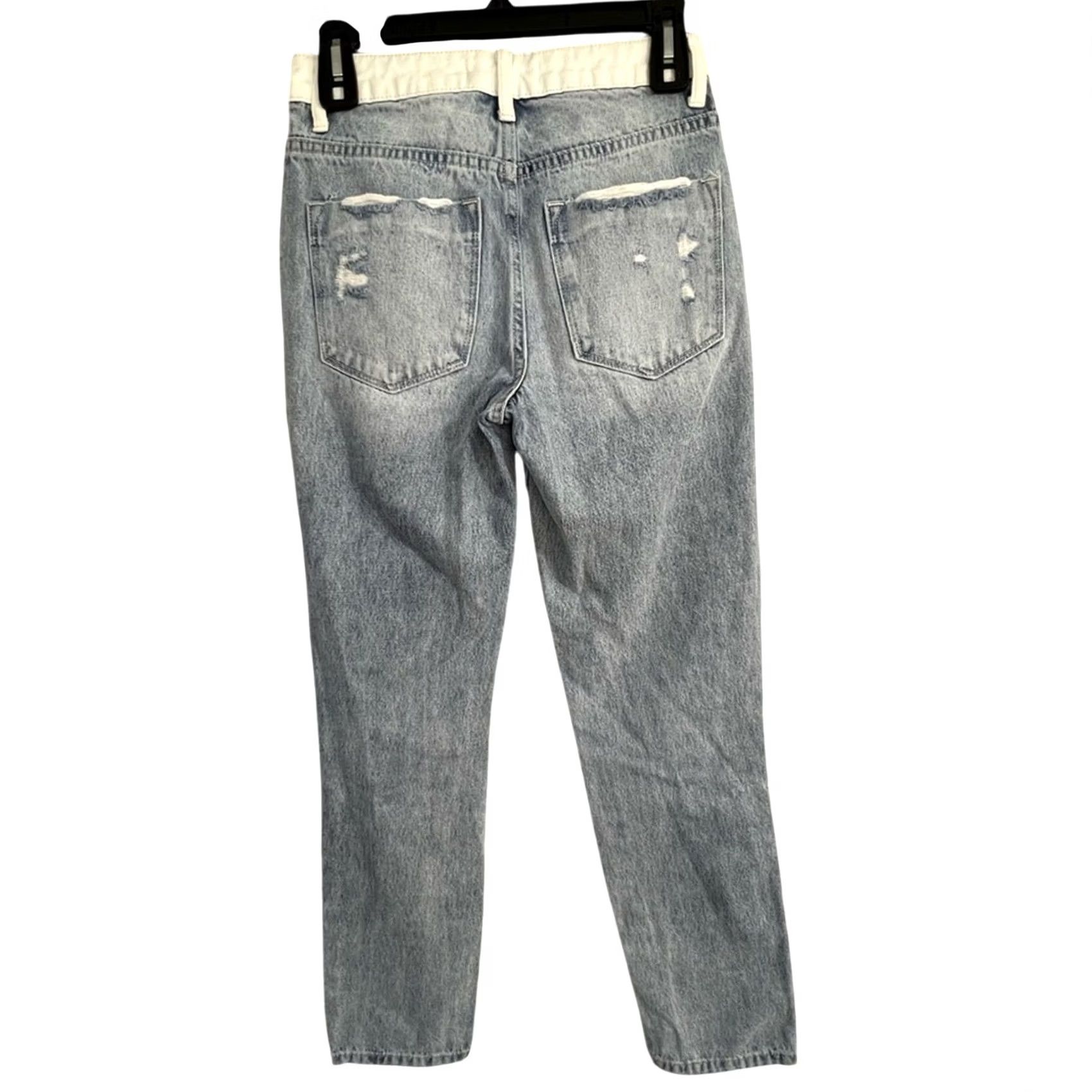 Vintage Vervet Jeans Shirt Women 24 Two Tone Distressed V2804 White Blue Two Tone Jeans Distressed Blur White Vervet Women 24 Size 42" / US 20 - 5 Thumbnail