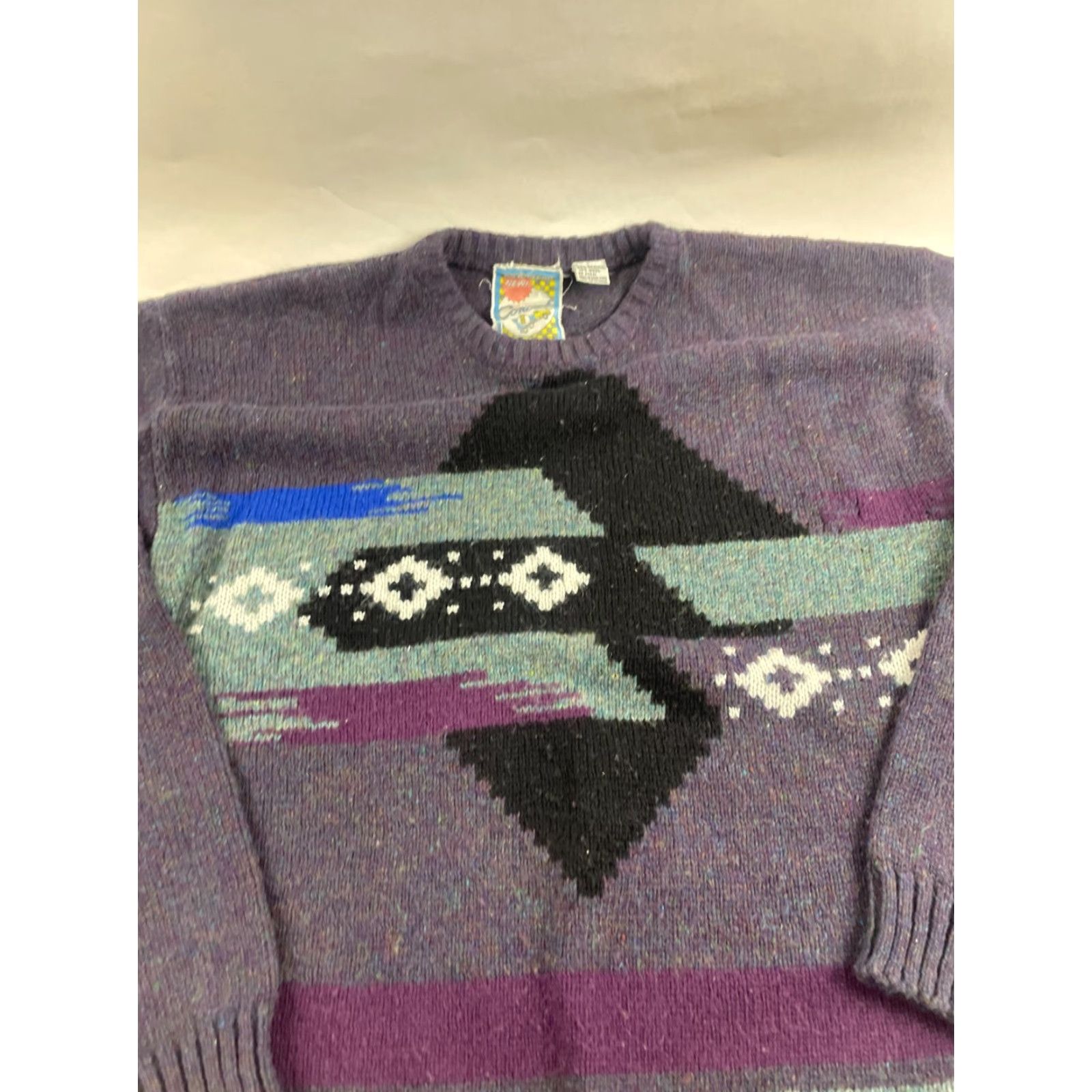 Vintage Concrete Sweater Mens Size M Purple Pullover Wool Blend Crew Neck Long Sleeve Knitted Size US M / EU 48-50 / 2 - 3 Thumbnail