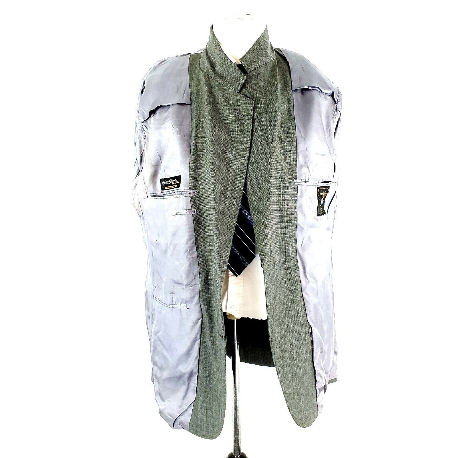 Hart Schaffner Marx Hart Schaffner Marx Wool 2 Button Blazer 42L Gray Check Spor Size 42L - 11 Thumbnail