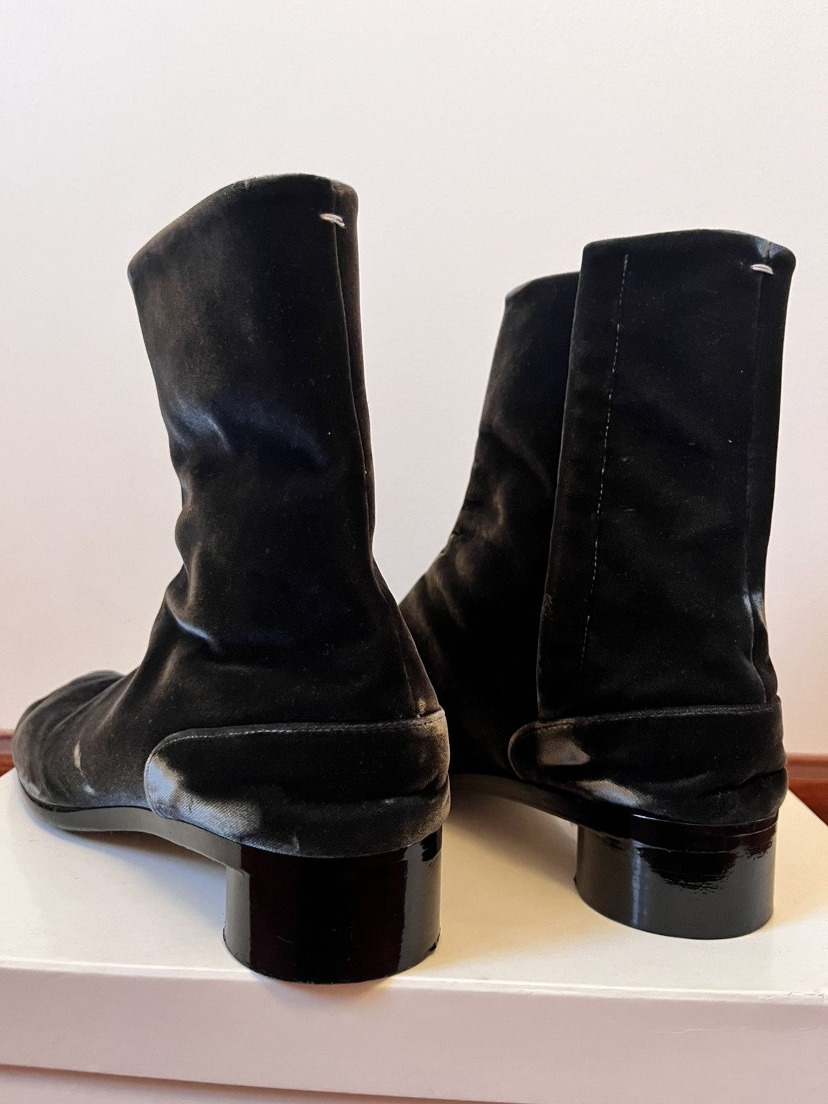 Maison Margiela × Vintage Maison Margiela Tabi Boots – Black / Silver Velvet – EU 44 Size US 10 / EU 43 - 5 Thumbnail