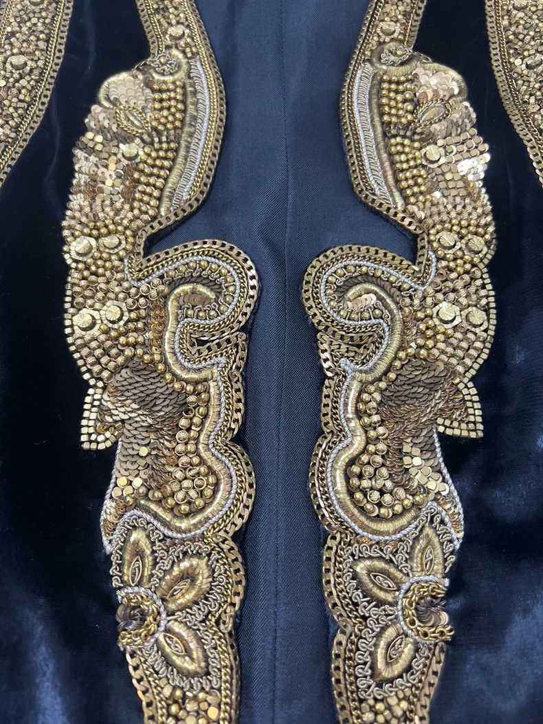 Saint Laurent Paris Saint Laurent Paris Velvet baroque gold-plated heavy indus Size XXS / US 00 / IT 34 - 3 Thumbnail