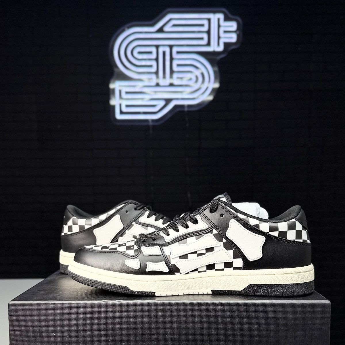 Amiri Amiri Skel-Top Low Checkered Sneakers Size US 8.5 / EU 41-42 - 2 Thumbnail
