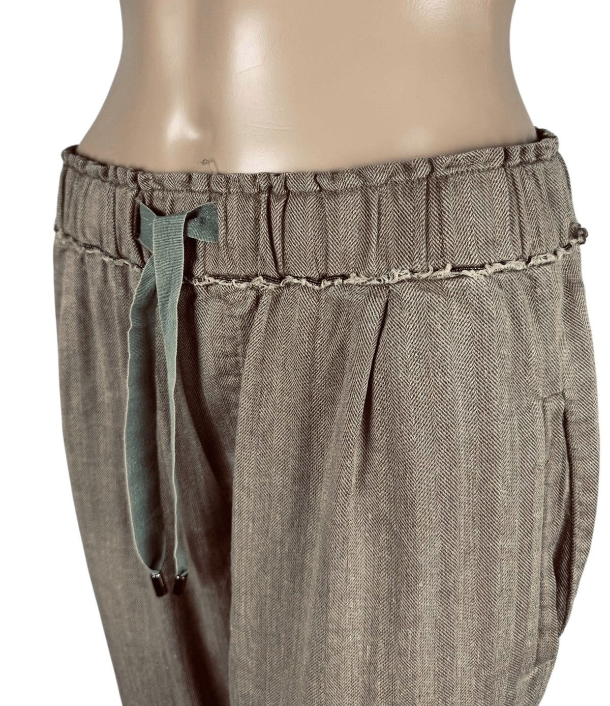Brunello Cucinelli Brunello Cucinelli Herringbone Crop Trousers Linen-Cotton Size 26" / US 2 / IT 38 - 7 Thumbnail