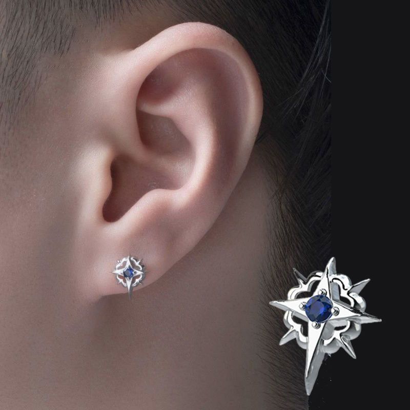 Jewelry Star Retro Earrings One Pairs Chrome Jewelry Size ONE SIZE - 1 Thumbnail